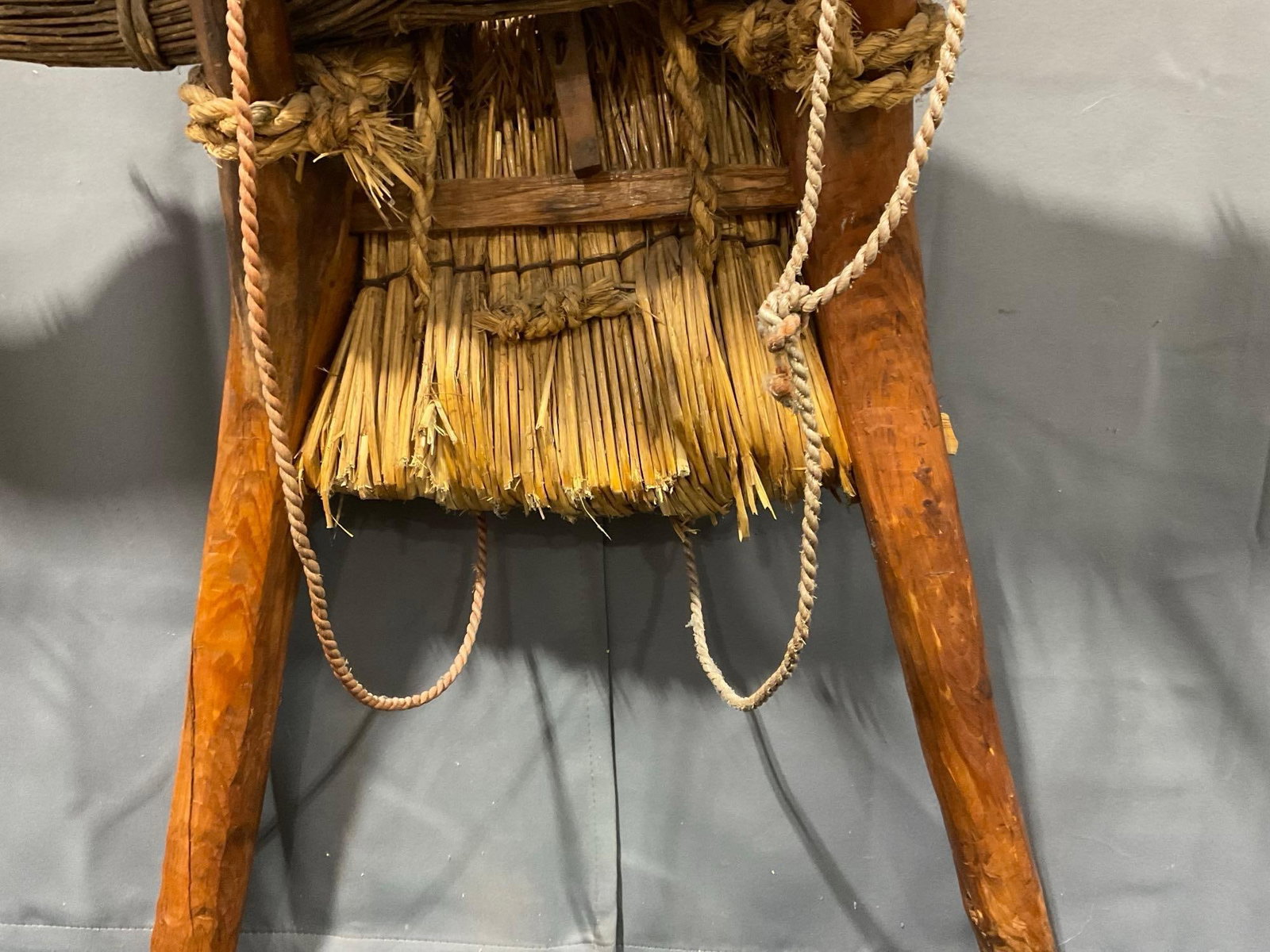 Antique Korean Jigae Primitive Handmade Kindling / fire wood Backpack, 42h x 36w x 18d inches - 4