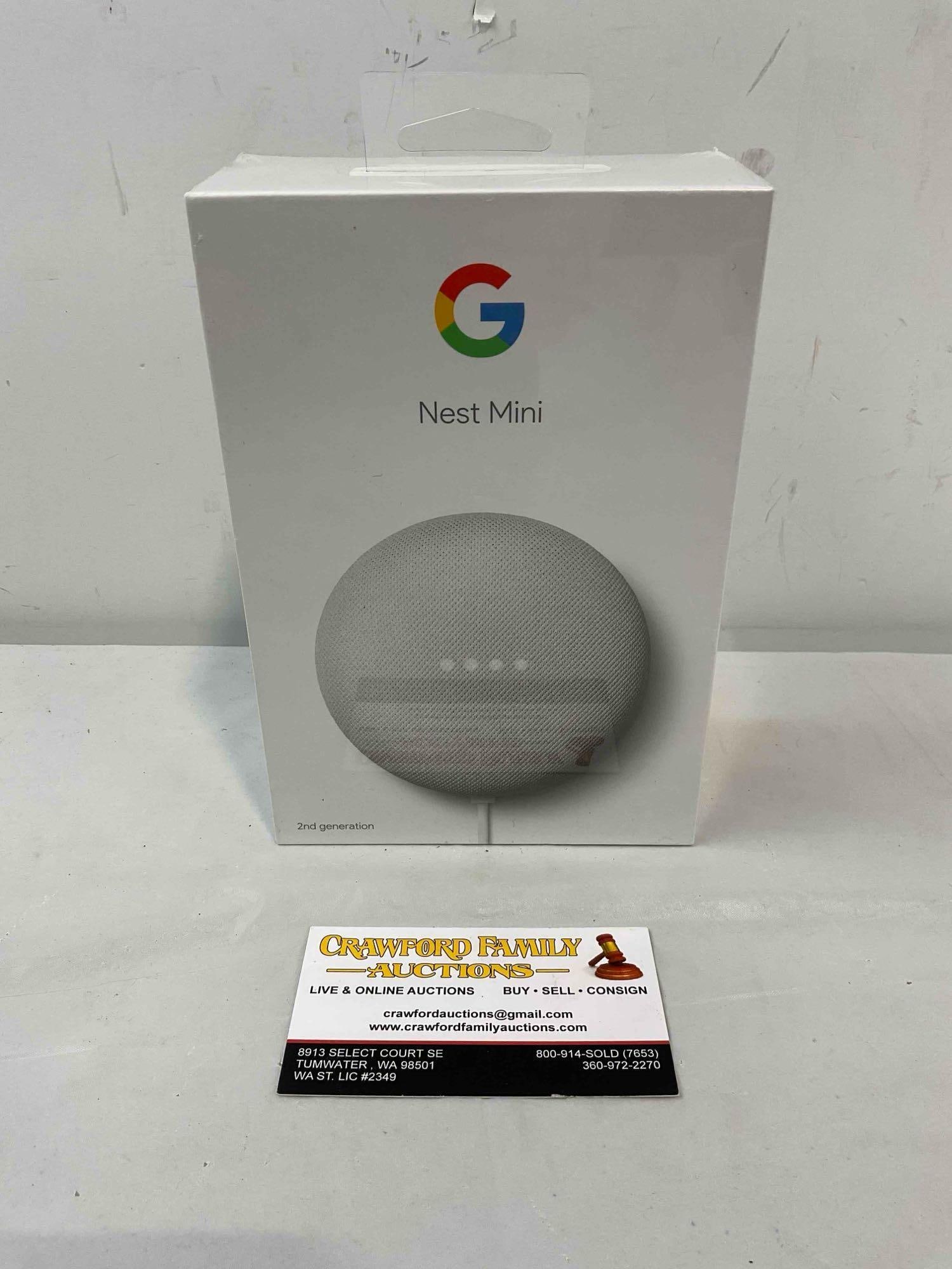 NIB Google Nest Mini Second Generation in Chalk Color. Good Condition. See pics.: NIB Google Nest Mini Second Generation in Chalk Color. Good Condition. Never been opened. Looks to be in good condition. Measures 5" x 7" x 3" DM-5770