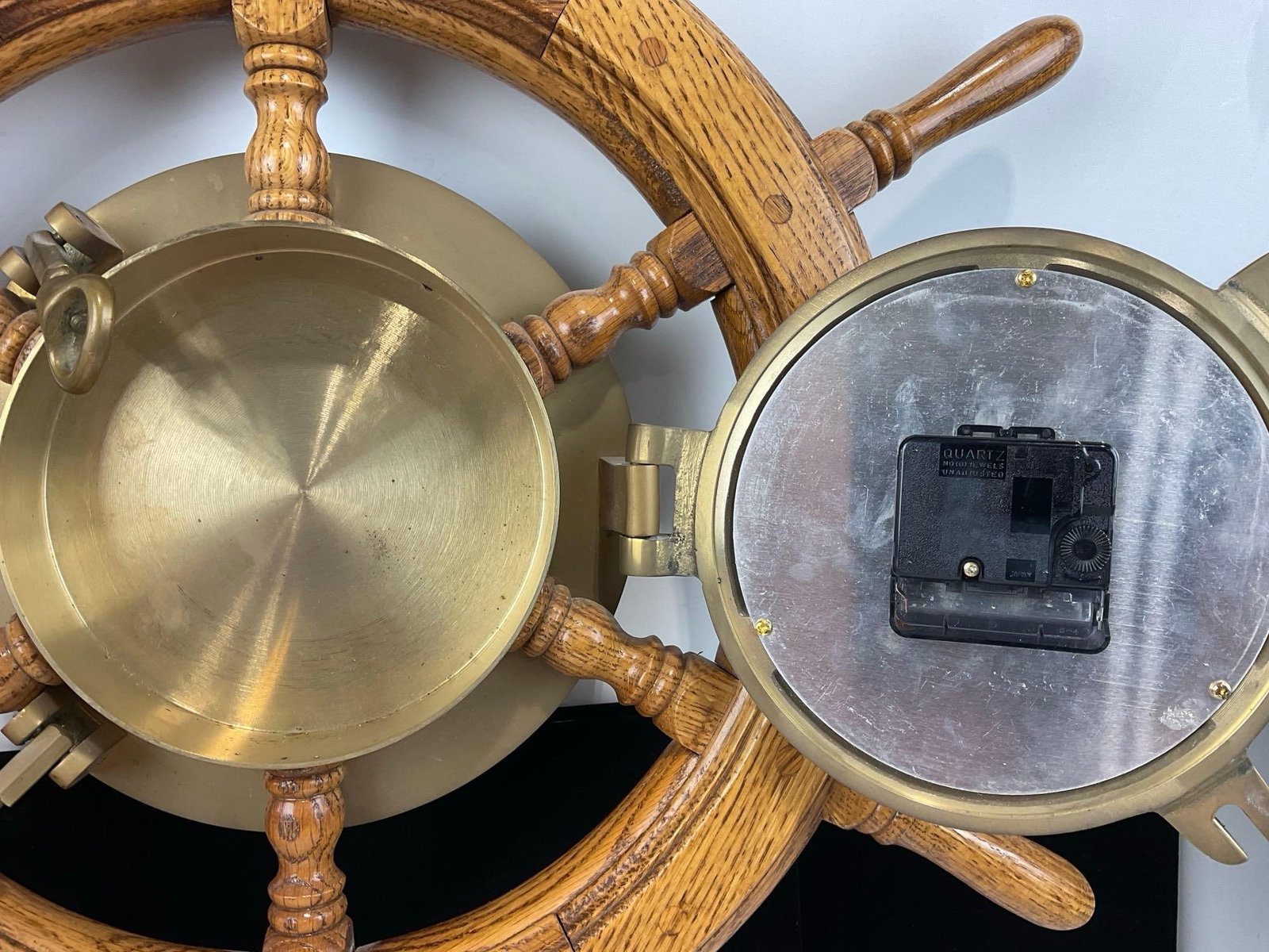Oak Ships Wheel Clock, Royal Mariner, 26h x 26w x 5d inches - 3
