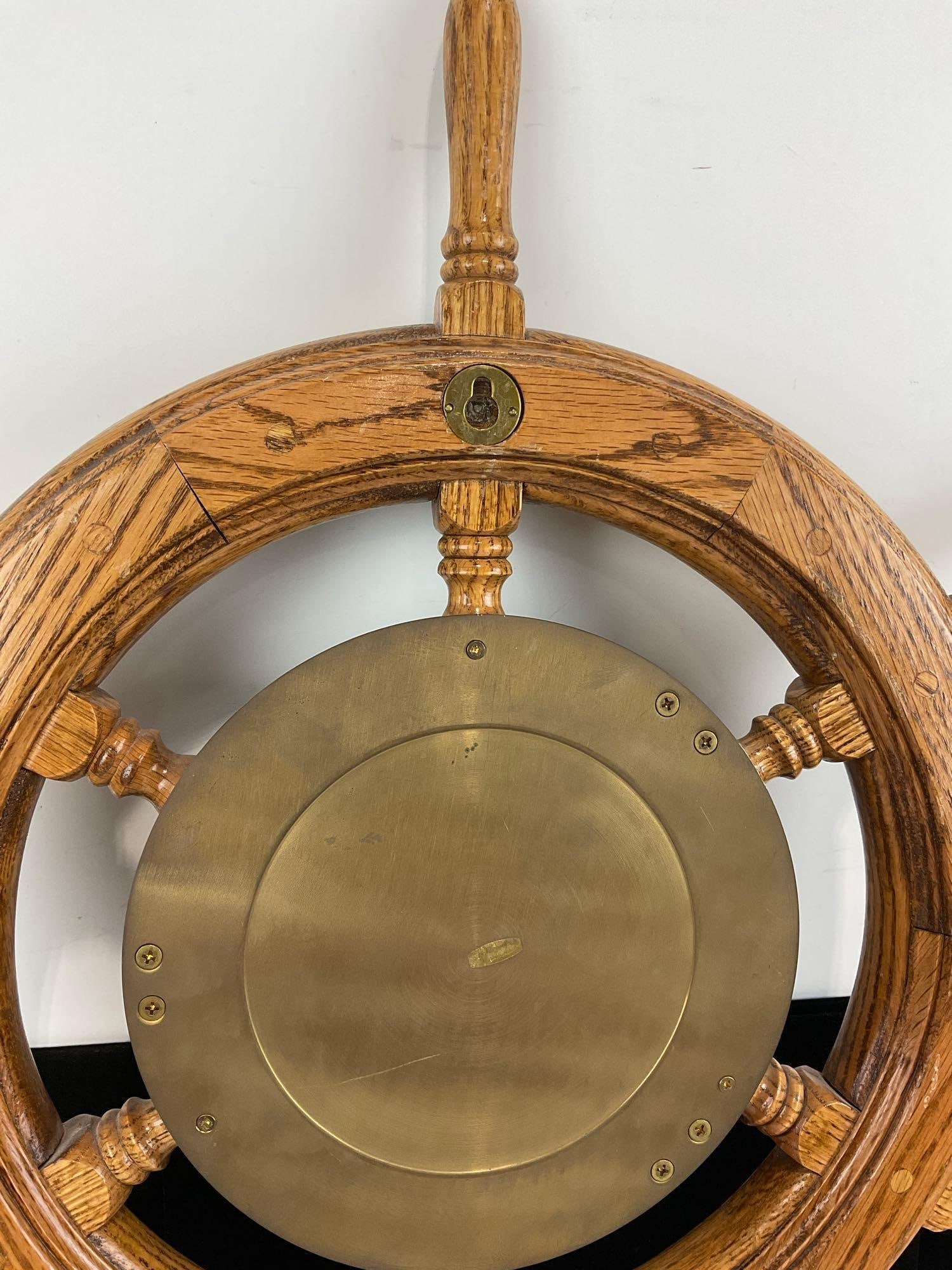 Oak Ships Wheel Clock, Royal Mariner, 26h x 26w x 5d inches - 5