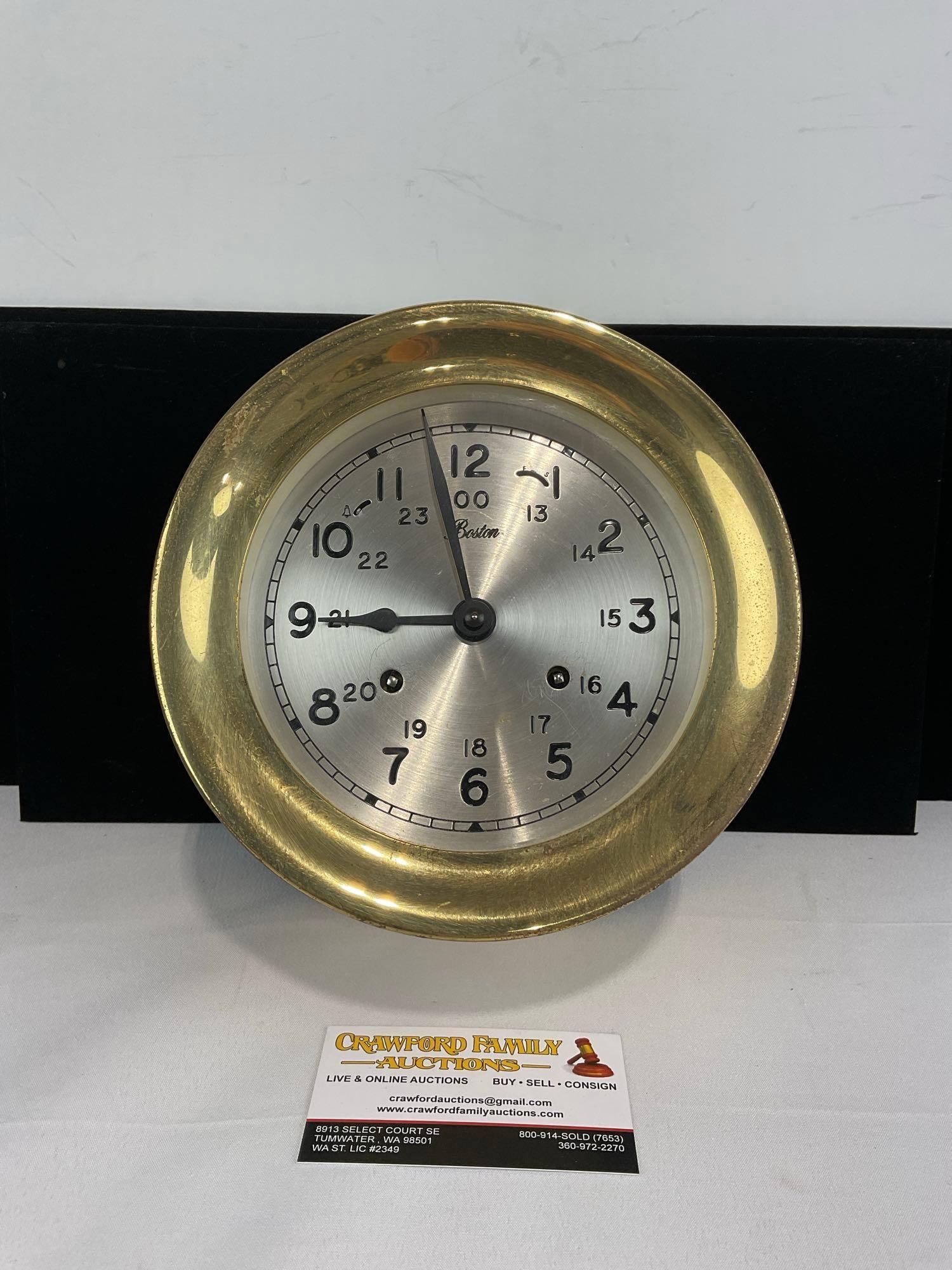 Boston Brass Ships Bulkhead style Clock, Time Strike, 12-24 hour, 8h x 8w x 5d inches (1 of 5)
