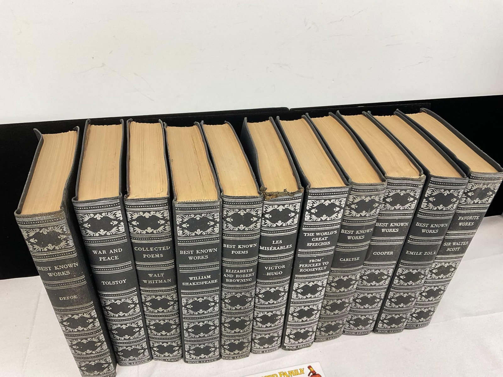 Blue Ribbon 1940s Set of Books, 11 pcs, Defoe, Tolstoy, Whitman, Shakespeare, Hugo, Cooper & more - 2