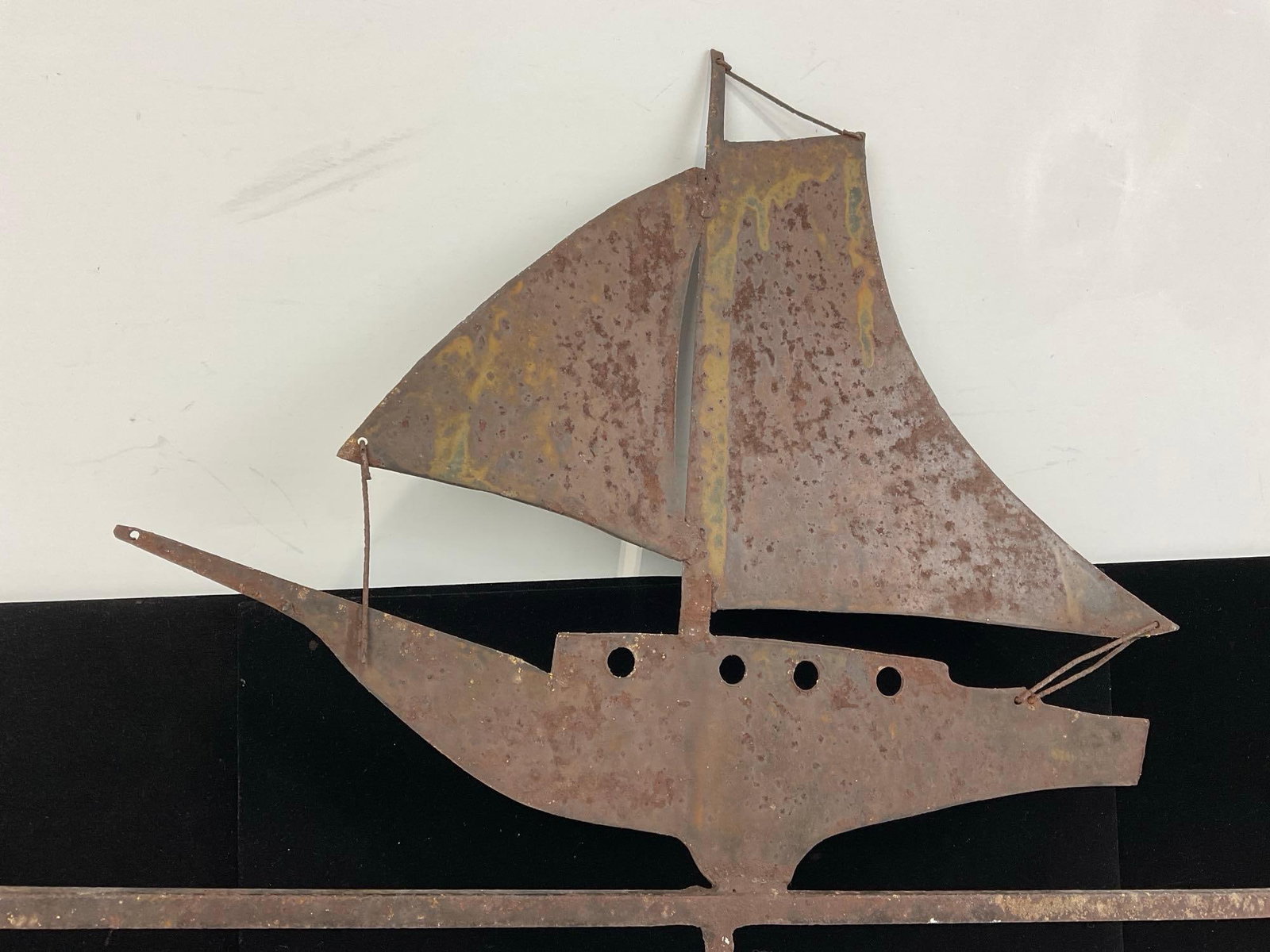 Handmade Sheet Metal Sailboat Weathervane, 17h x 33w x 2d inches - 2