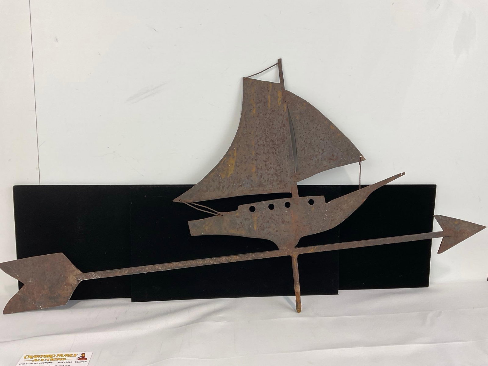 Handmade Sheet Metal Sailboat Weathervane, 17h x 33w x 2d inches - 5