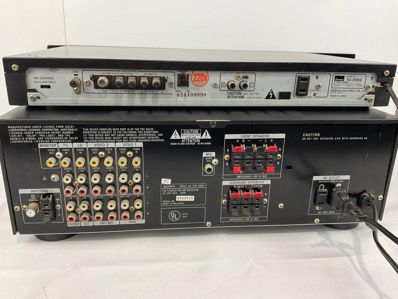Sansui Stereo Tuner model no TU-0D99x & Sony Stereo FM/AM Receiver model no STR-D865 - 6