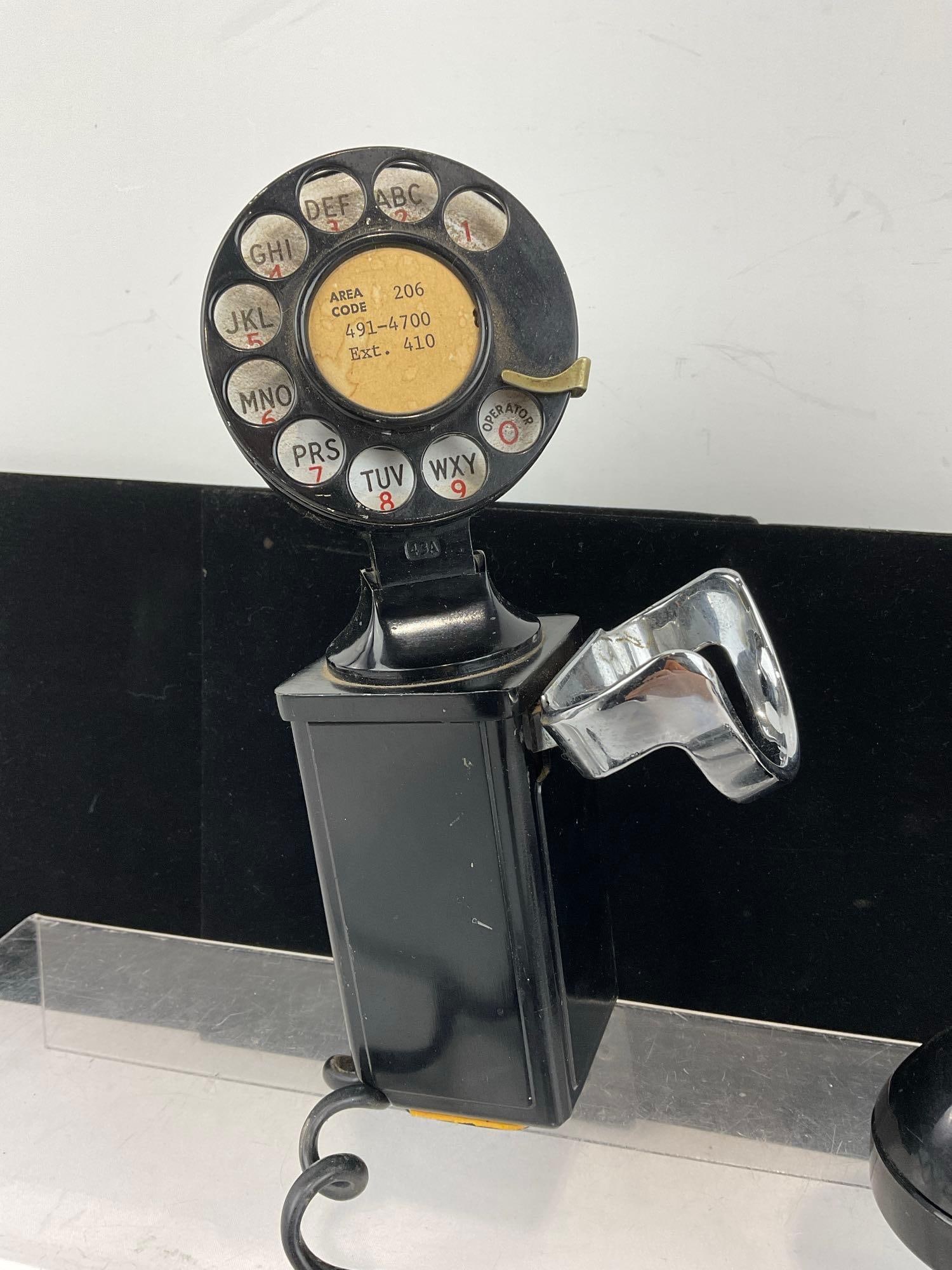 Western Electric 211 Rotary Dial Wall Mount Space Saver Telephone, 13h x 7w x 5d inches - 2