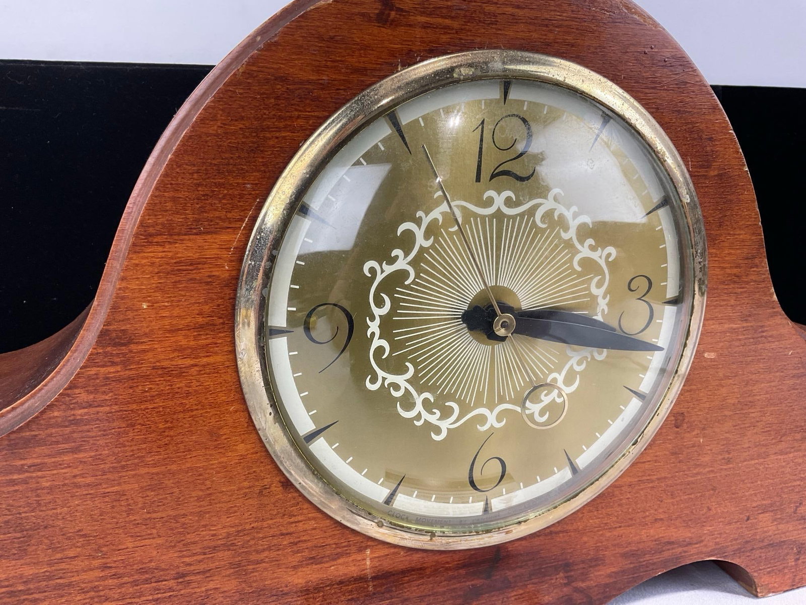 Wooden Camelback Mantel Lanshire Clock, Electric, 10x20 inches - 2