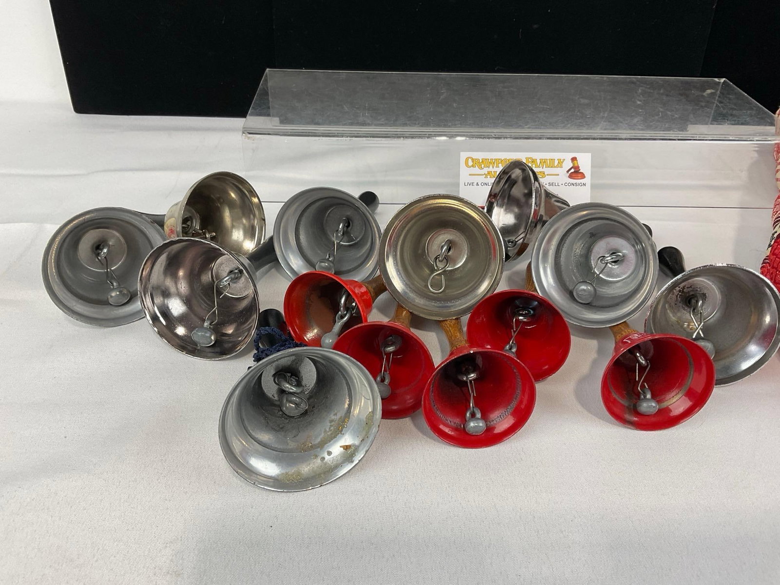 Collection of The Salvation Army Bells, 6 are marked, w/fabric Safeway grocery bag - 4