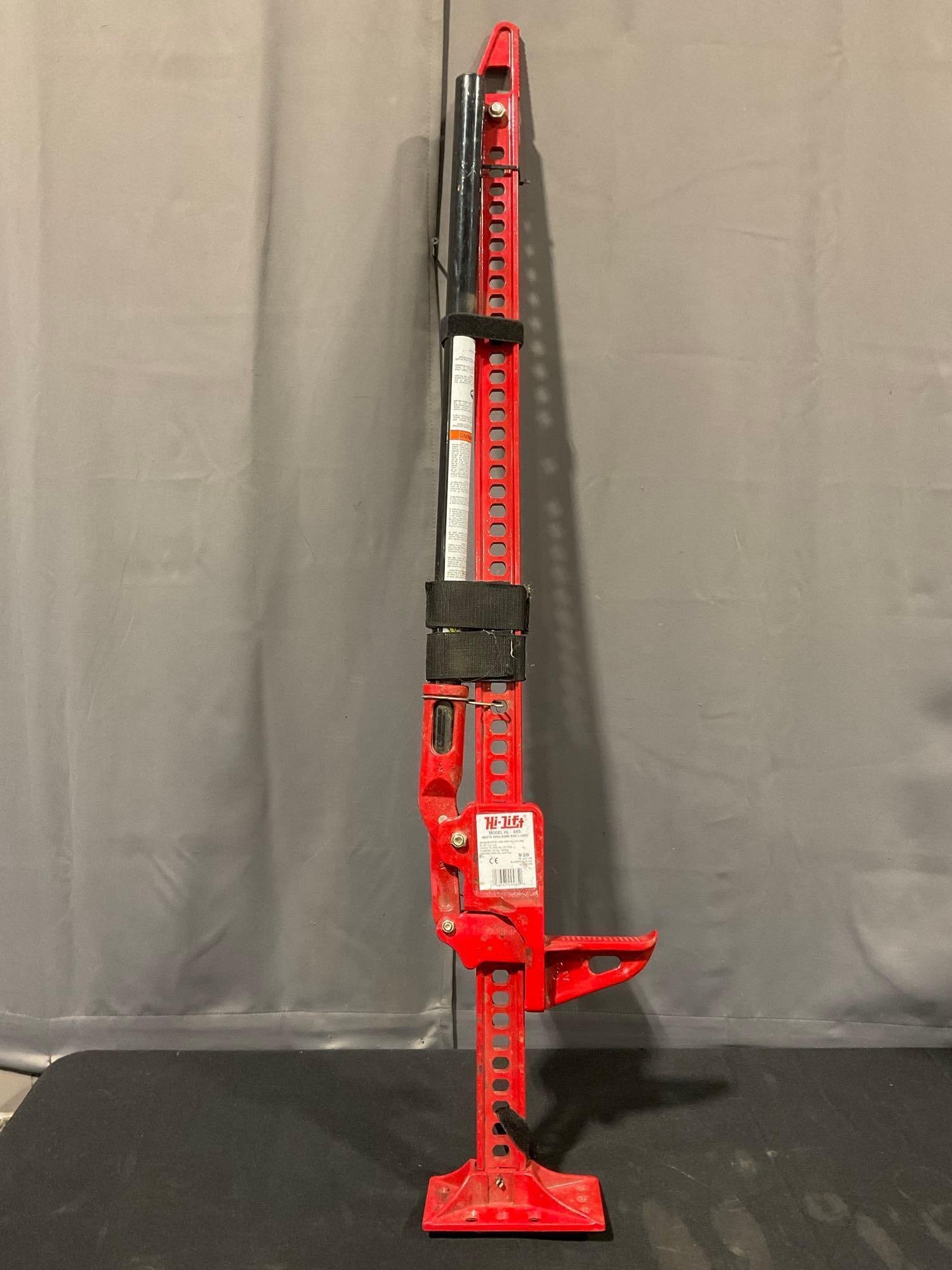 Hi-Lift Model HL-485 All-Cast Metal Jack, Offroad Jeep Jack, quite large and heavy:  Appears to be in good shape. The piece measures approx 51h x 11w x 7d inches. See pics. E-5600 *Freight Required if shipped, Buyer Arranged/Responsibility*