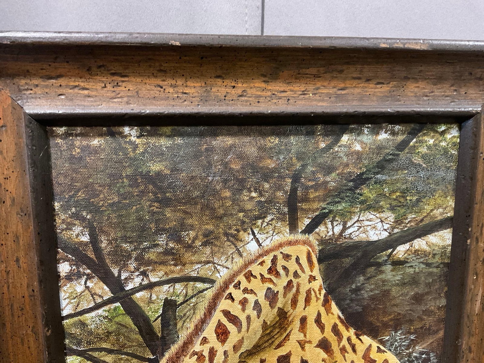 Framed Oil on Canvas, Giraffe in the Woods, signed by artist, Karla Stoner ? 19x15 inches - 3