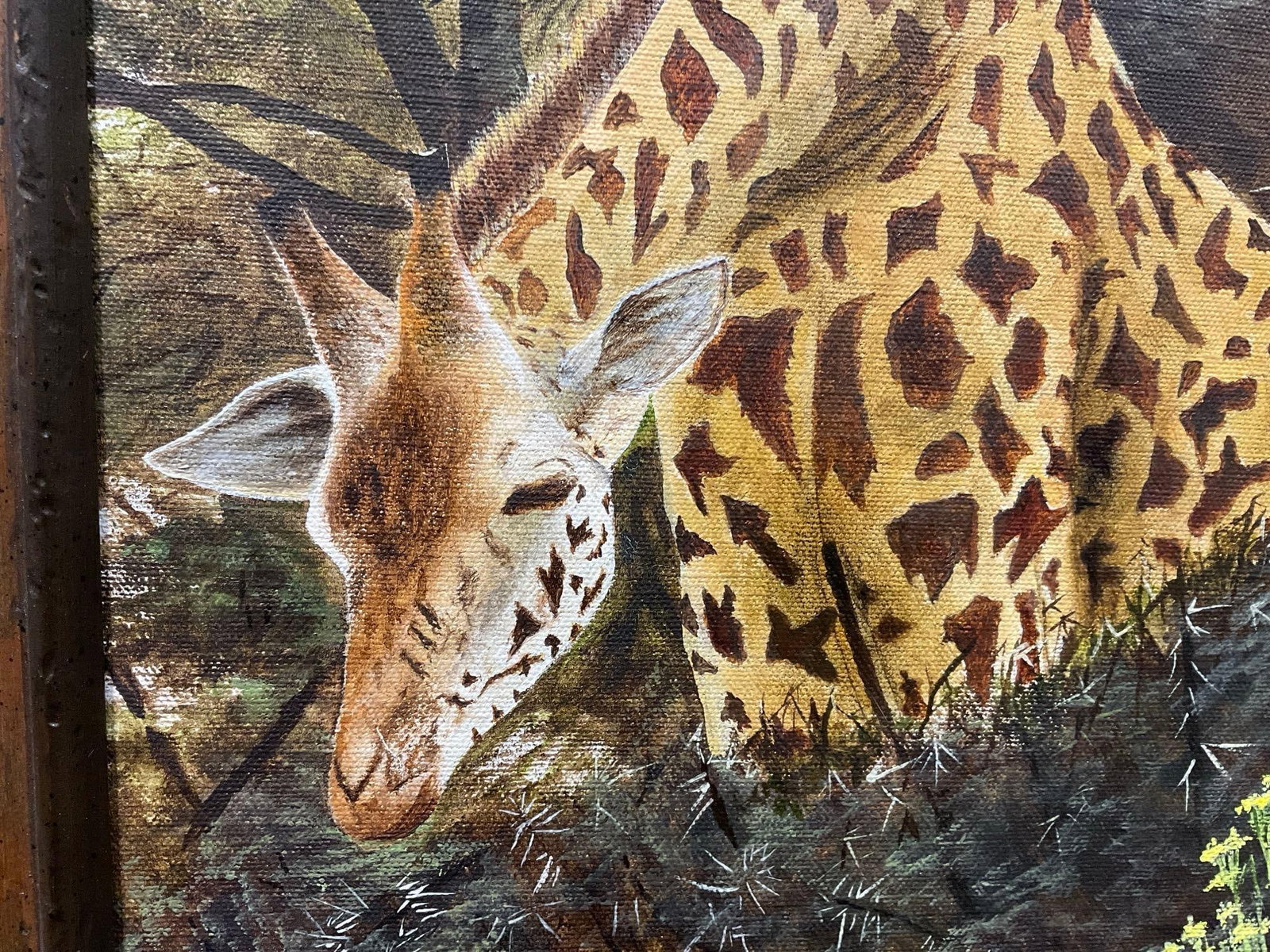 Framed Oil on Canvas, Giraffe in the Woods, signed by artist, Karla Stoner ? 19x15 inches - 4
