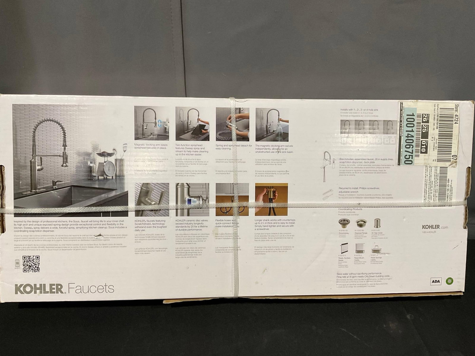 Kohler Sous R10651-SD-VS Pull-Down Kitchen Faucet w/Soap Dispenser, Stainless Finish, NIB, unopened - 4