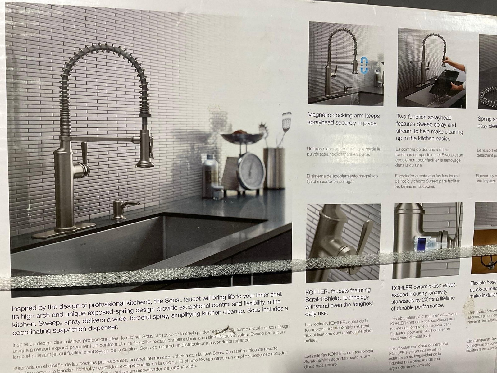 Kohler Sous R10651-SD-VS Pull-Down Kitchen Faucet w/Soap Dispenser, Stainless Finish, NIB, unopened - 5