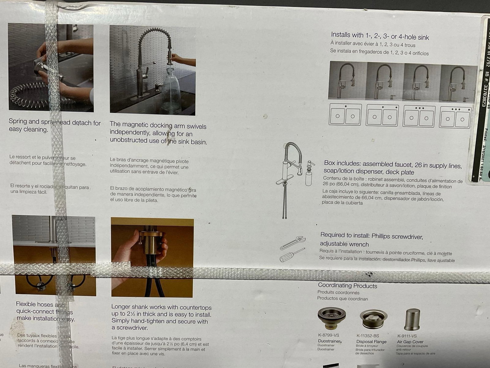 Kohler Sous R10651-SD-VS Pull-Down Kitchen Faucet w/Soap Dispenser, Stainless Finish, NIB, unopened - 6
