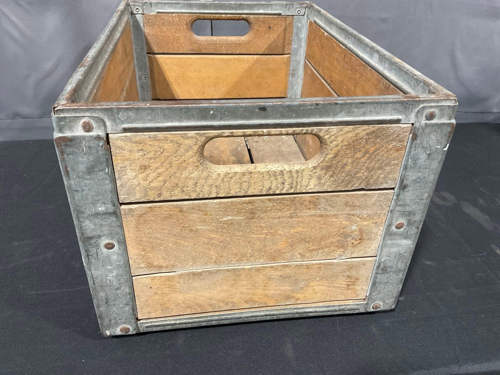 Vintage Wood & Steel Banded Lucerne Company Milk Storage Crate, 14h x 20w x 14d inches - 3