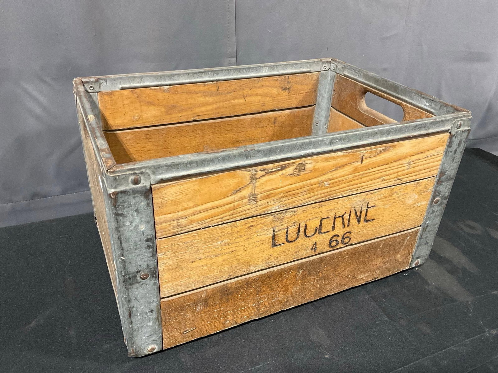 Vintage Wood & Steel Banded Lucerne Company Milk Storage Crate, 14h x 20w x 14d inches - 4