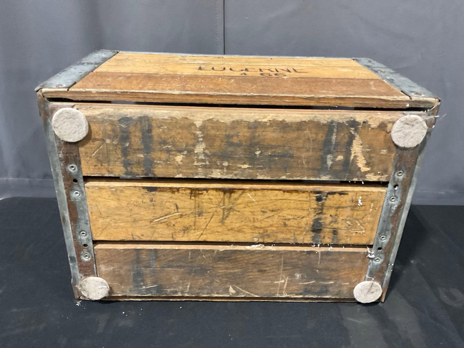 Vintage Wood & Steel Banded Lucerne Company Milk Storage Crate, 14h x 20w x 14d inches - 6