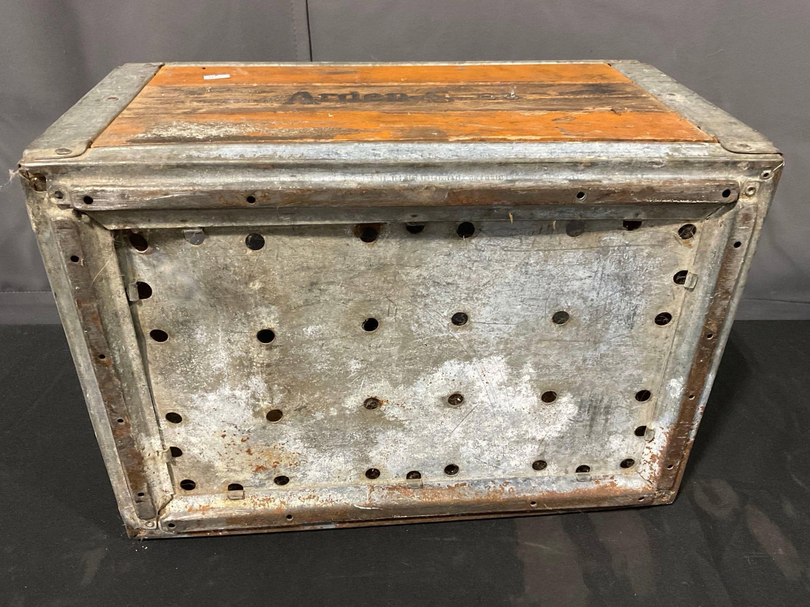 Vintage S-63 Wood & Steel Arden Company Milk Storage Crate, 14h x 20w x 14d inches - 5
