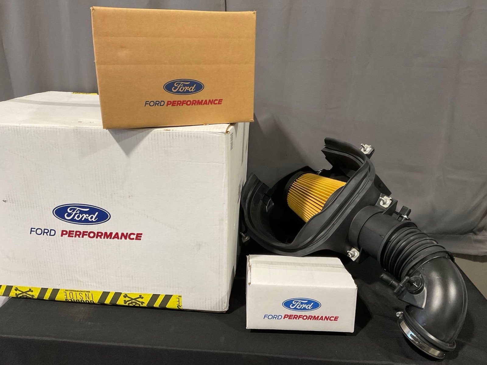 Ford Performance Parts M-9603-M50 2015-17 Mustang 5.0L Cold Air Intake, NIB: Appears to be in good shape, two piece boxes are unopened. The piece in box measures approx 19h x 28w x 21d inches. See pics. E-5910 *Oversized shipping may apply*