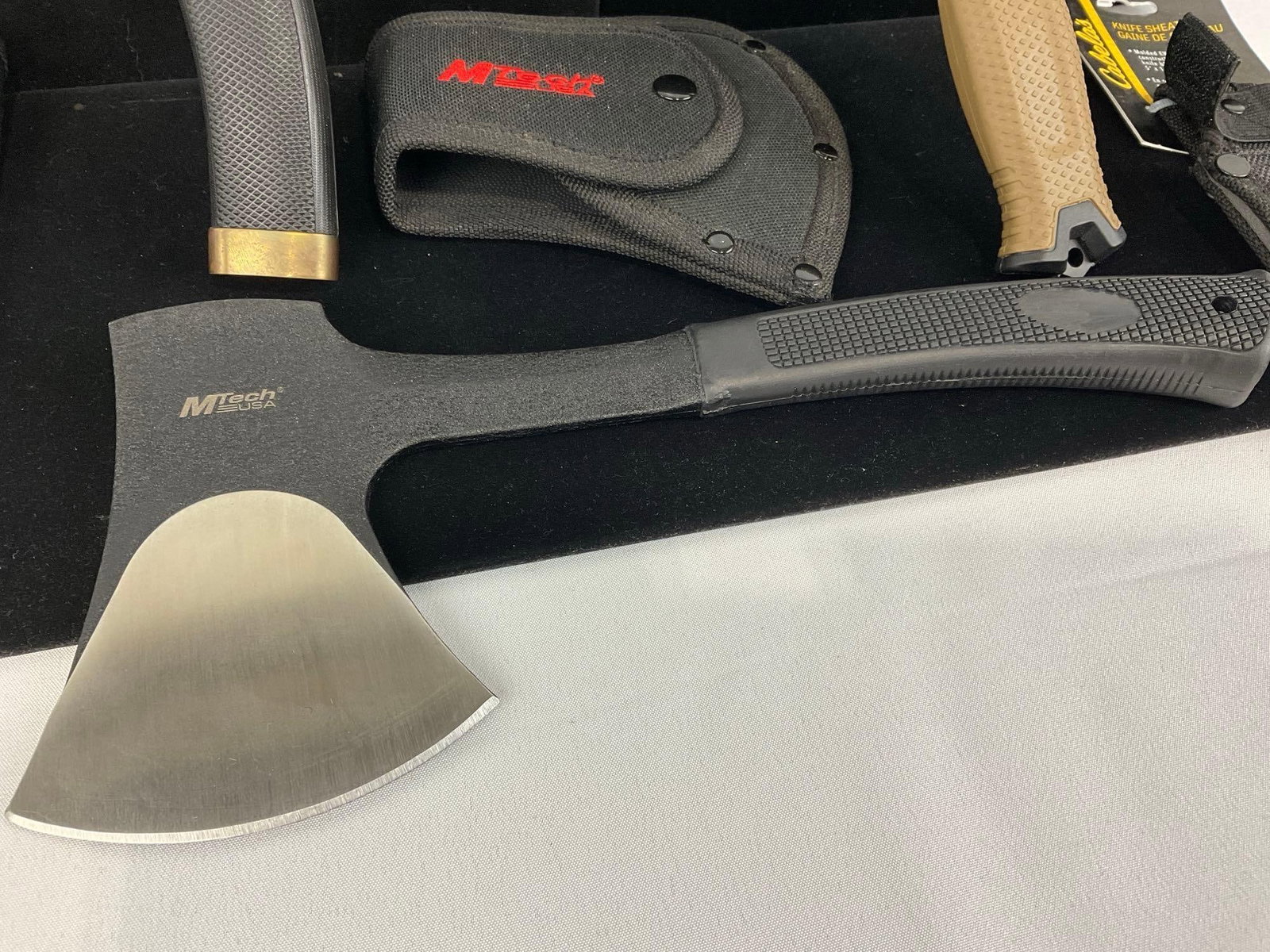 Pair of Fixed Blade Knives, Buck 692, Gerber StrongArm, & MTech USA Hatchet all w/sheathes - 5