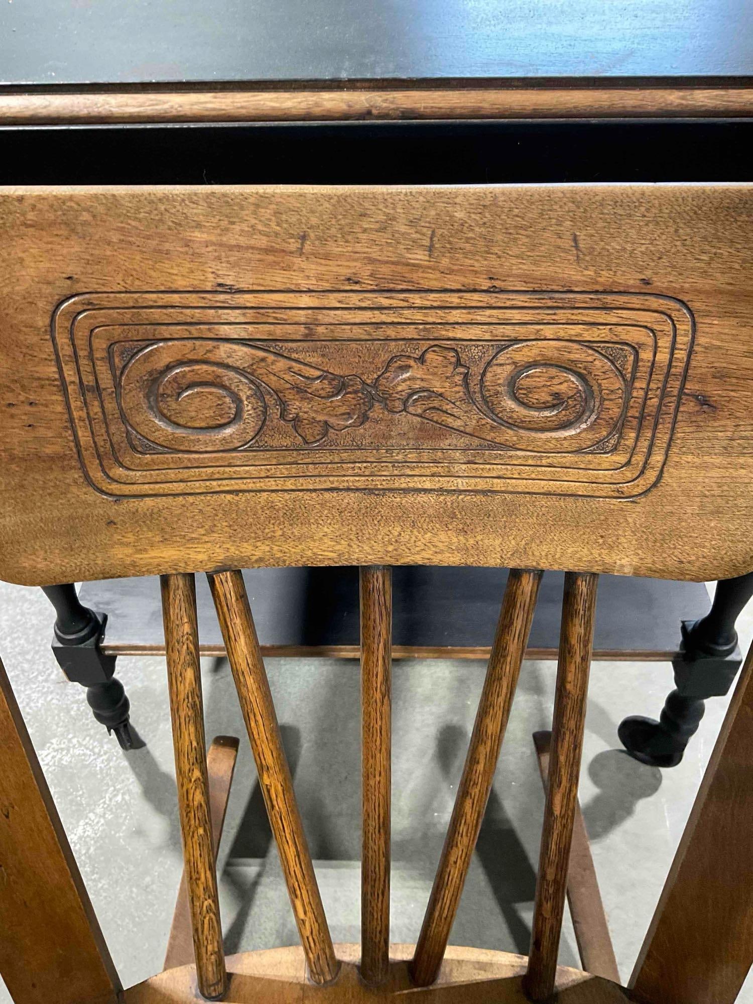 Handsome Antique Pressed Back Oak? Wood Rocking Chair. Good Condition. See pics. - 3