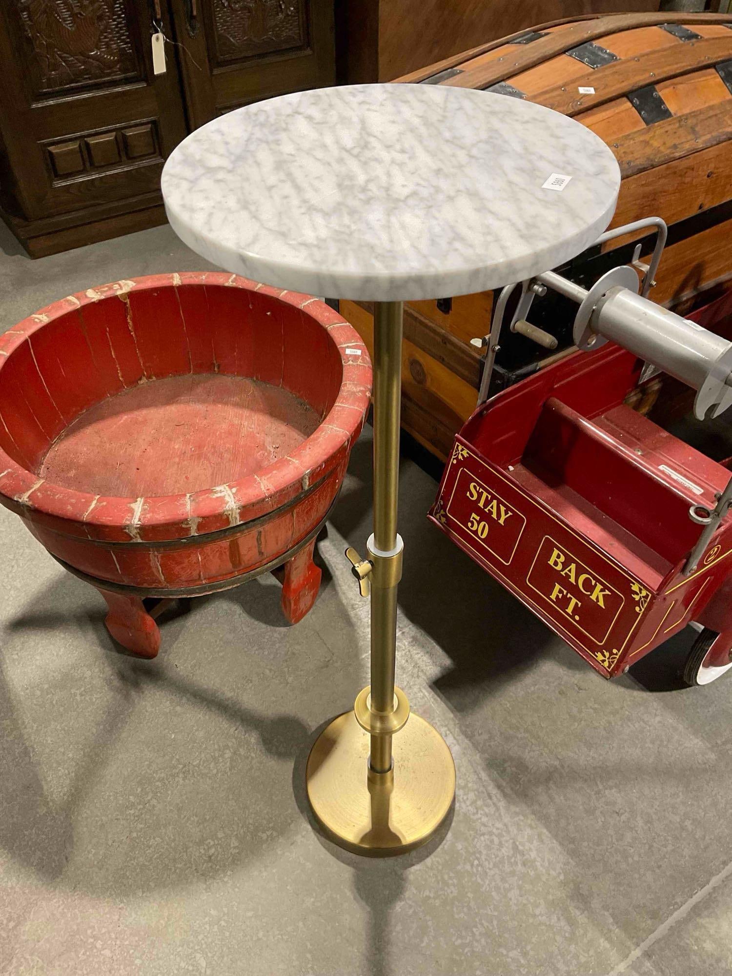 Vintage Style Brass & Grey Marble Ashtray Stand Planter Table. Good Condition. See pics.: Vintage Style Brass & Grey Marble Ashtray Stand Planter Table. Good Condition. Looks to be modern, vintage in style. Minor wear indicative of age and use, otherwise looks to be in good condition.