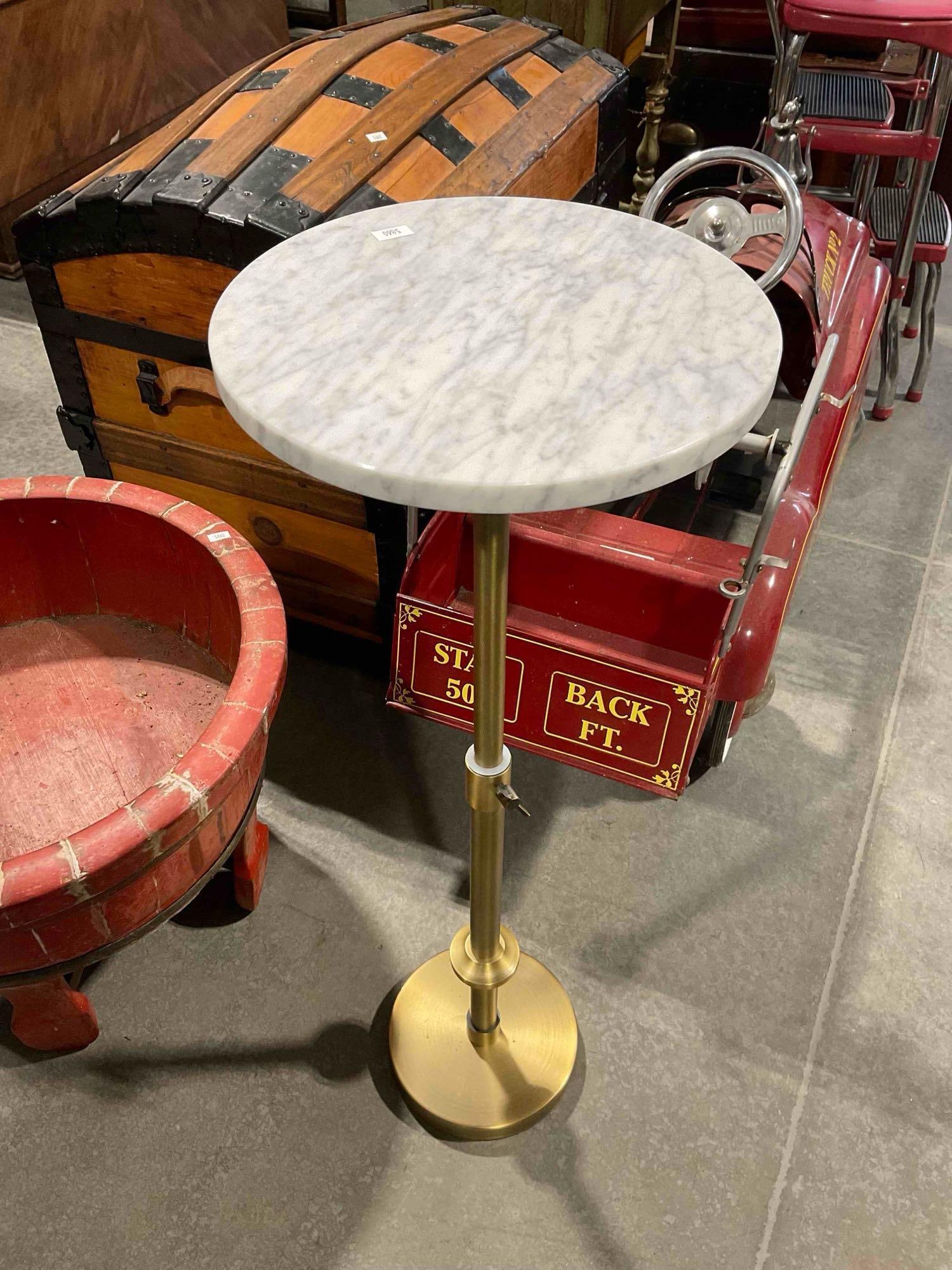 Vintage Style Brass & Grey Marble Ashtray Stand Planter Table. Good Condition. See pics. - 3