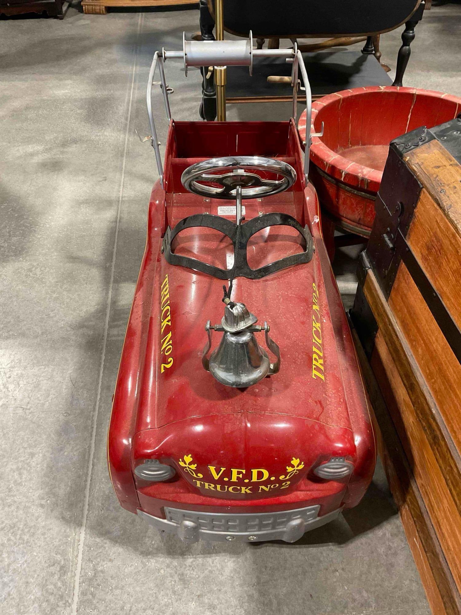 Vintage Gearbox Volunteer Fire Department Truck No. 2. Children's Metal Pedal Car. See pics. - 2