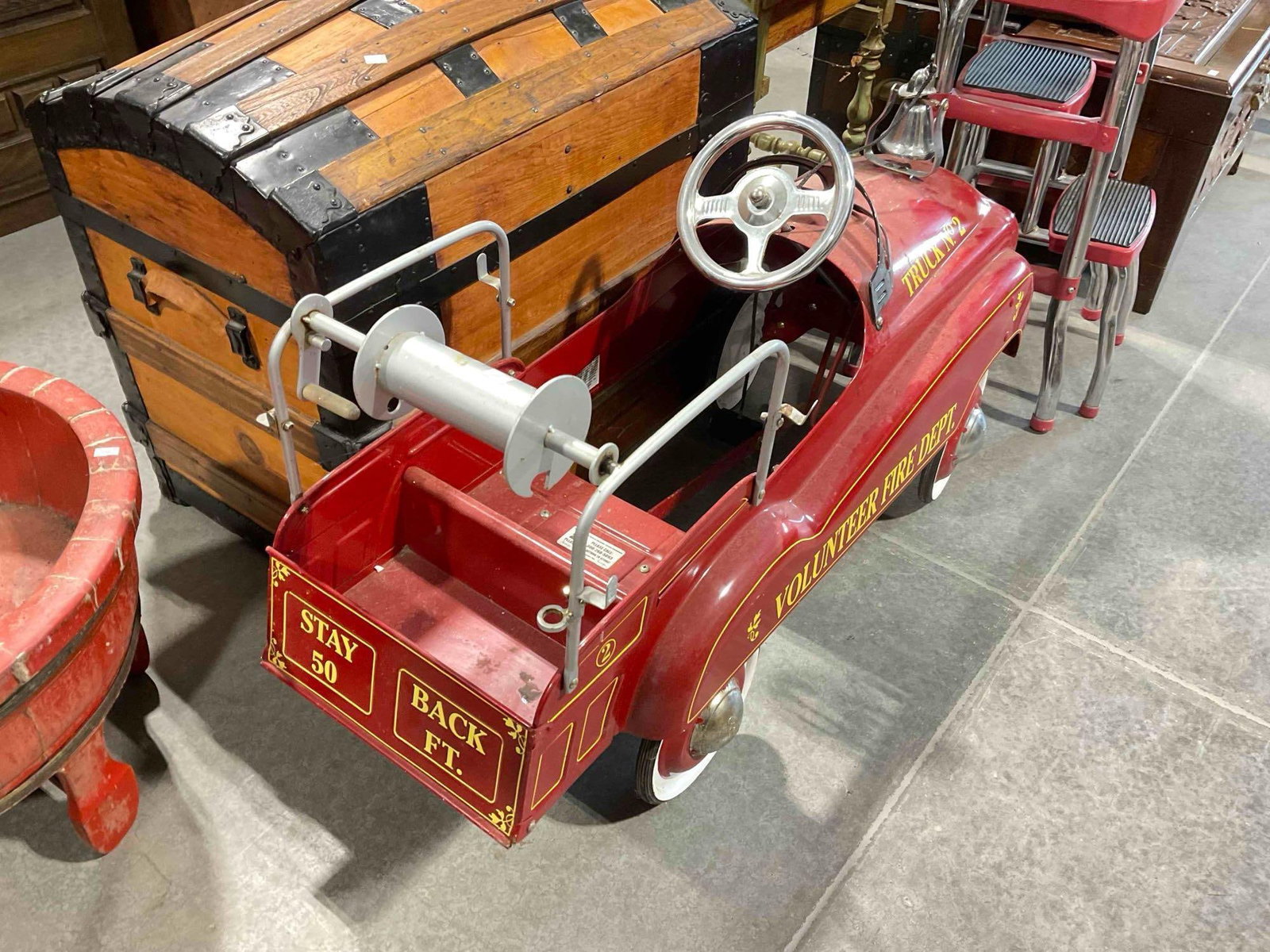 Vintage Gearbox Volunteer Fire Department Truck No. 2. Children's Metal Pedal Car. See pics. - 3