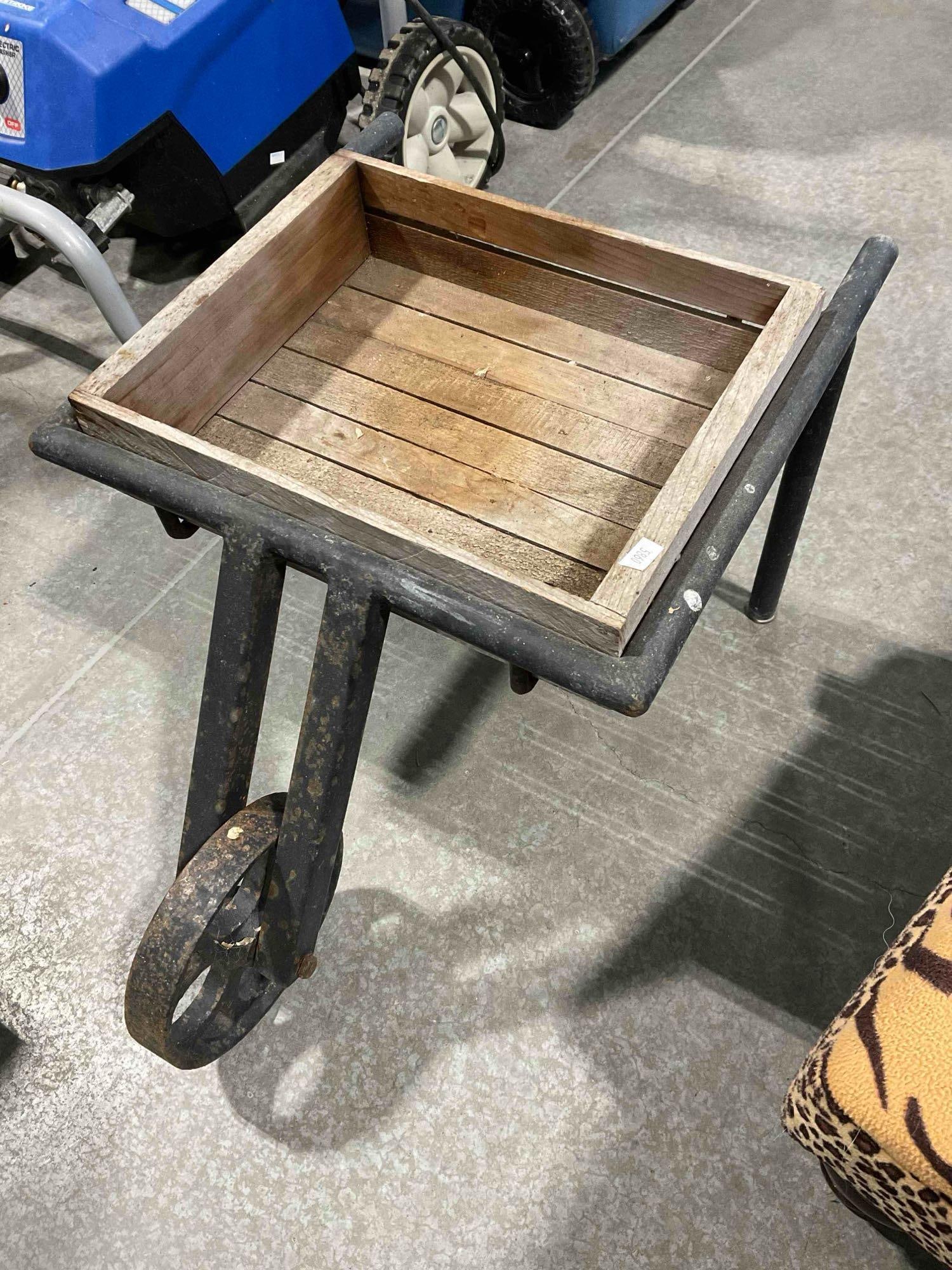 Vintage Wood & Metal Wheelbarrow Shaped Planter Yard Art Garden Decoration. See pics. - 2