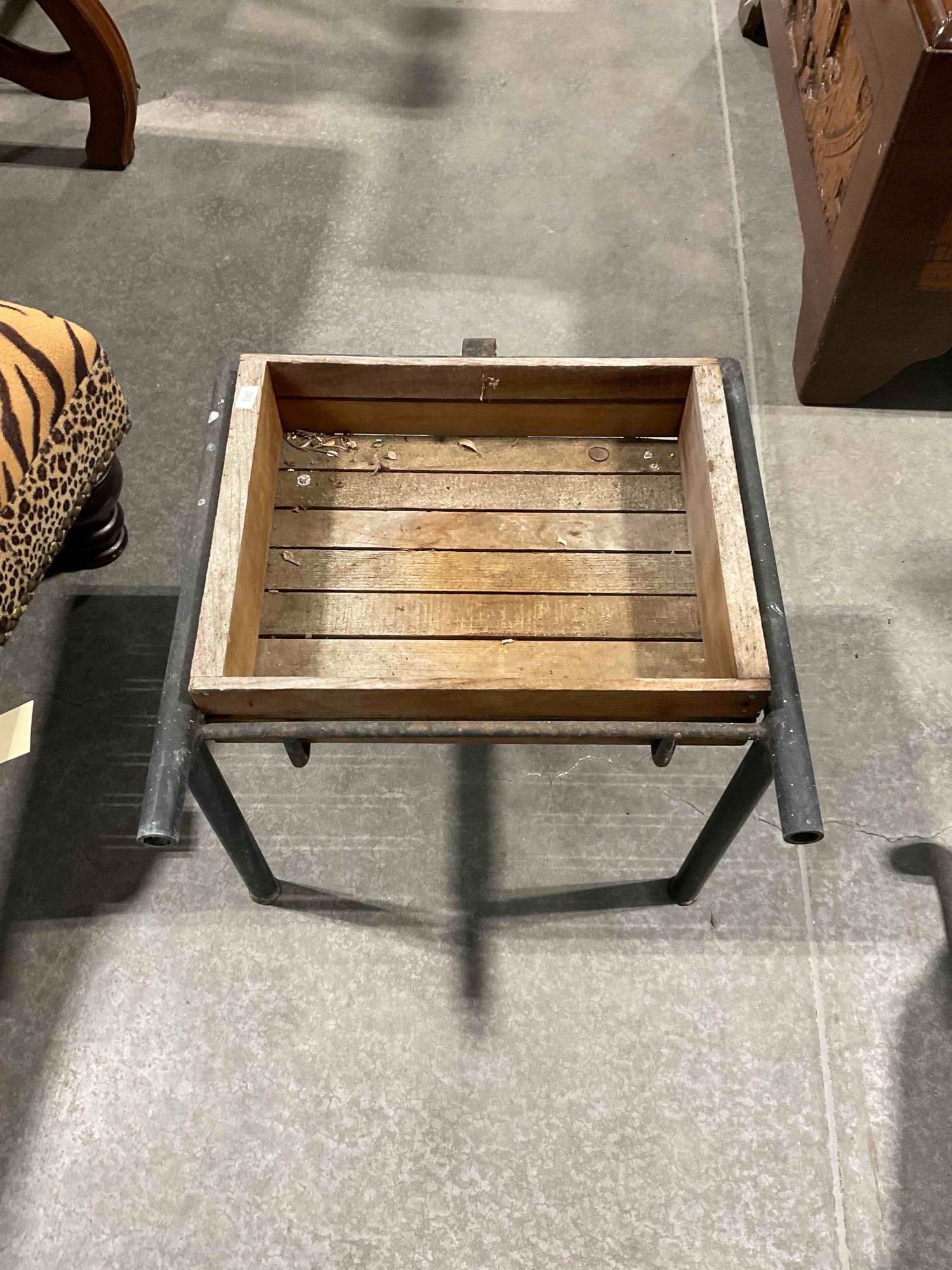 Vintage Wood & Metal Wheelbarrow Shaped Planter Yard Art Garden Decoration. See pics. - 4