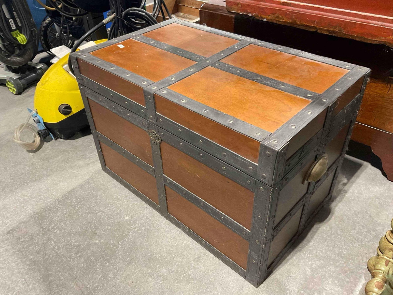 Wood & Faux Leather Felt Lined "Life Chest" by Powell. Good Condition. See pics. - 2