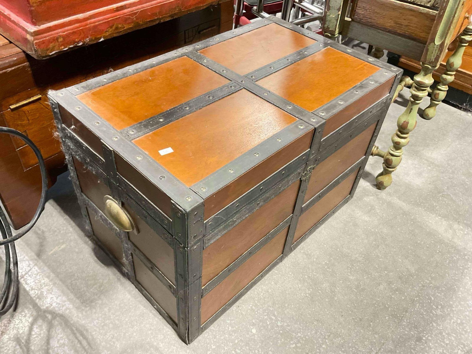 Wood & Faux Leather Felt Lined "Life Chest" by Powell. Good Condition. See pics. - 3