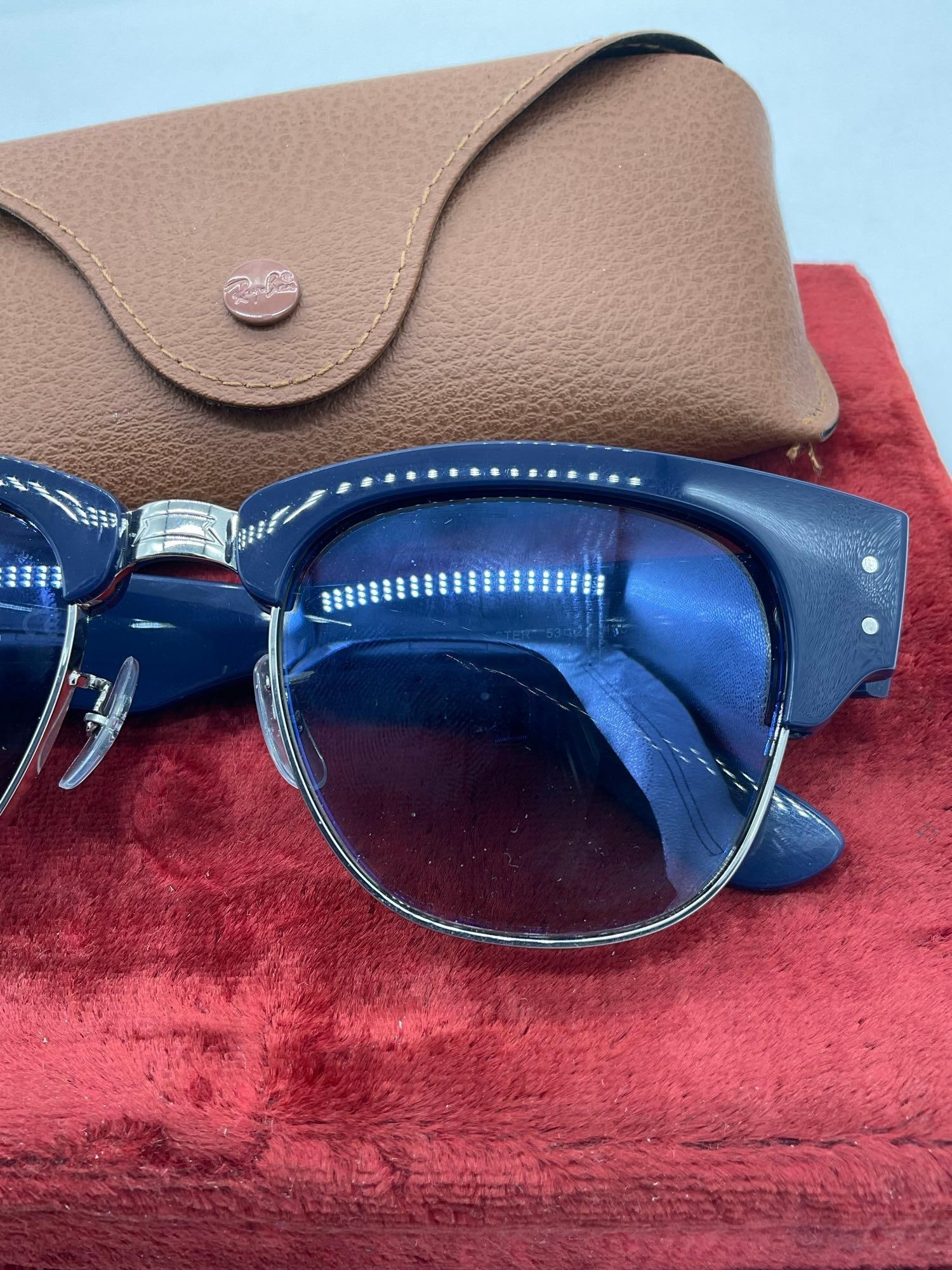 High end Ray-Ban RB0316S Mega Clubmaster Polished Blue on Silver W/ Blue Polarized lenses - 3