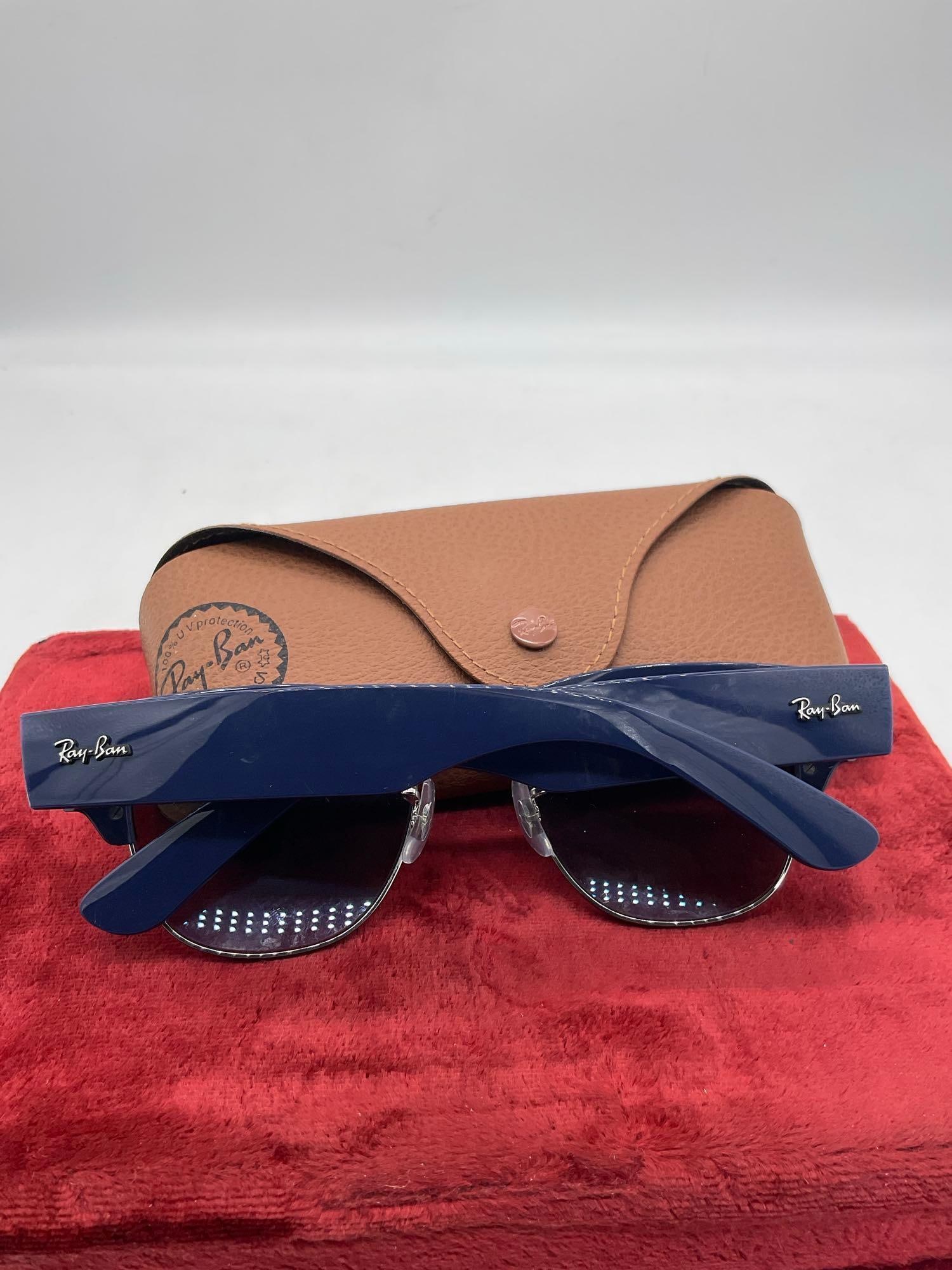 High end Ray-Ban RB0316S Mega Clubmaster Polished Blue on Silver W/ Blue Polarized lenses - 4
