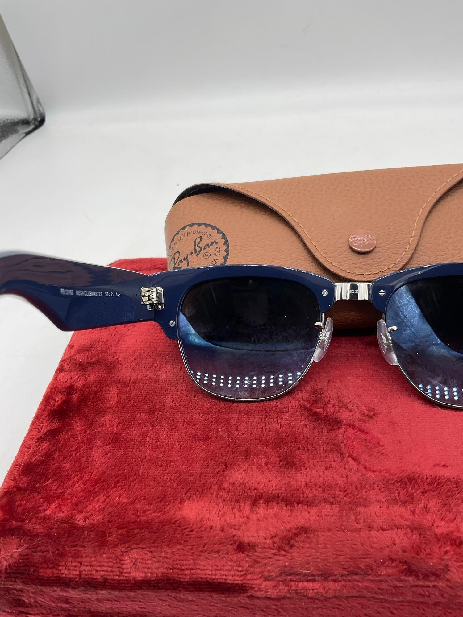 High end Ray-Ban RB0316S Mega Clubmaster Polished Blue on Silver W/ Blue Polarized lenses - 5