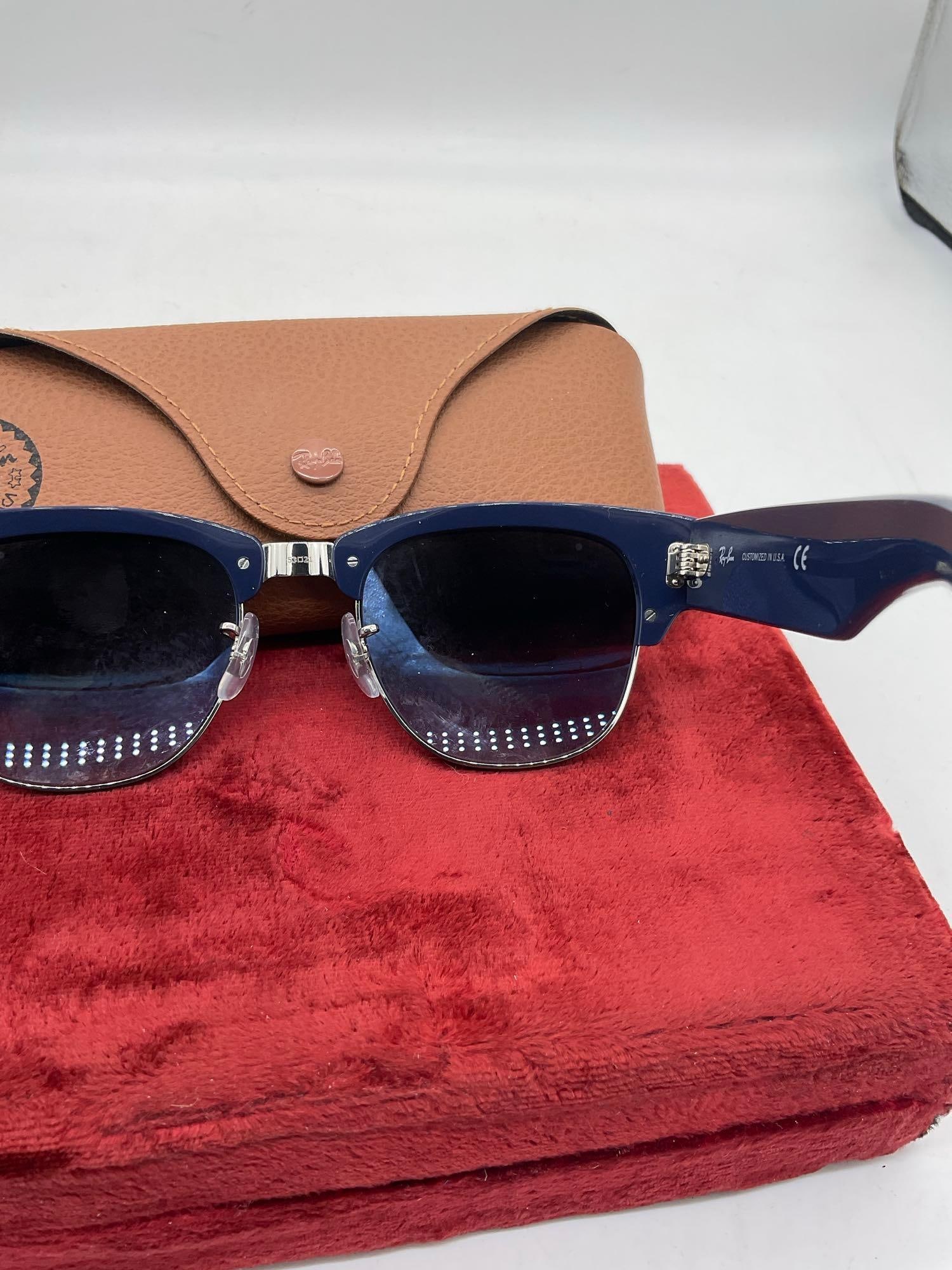 High end Ray-Ban RB0316S Mega Clubmaster Polished Blue on Silver W/ Blue Polarized lenses - 6