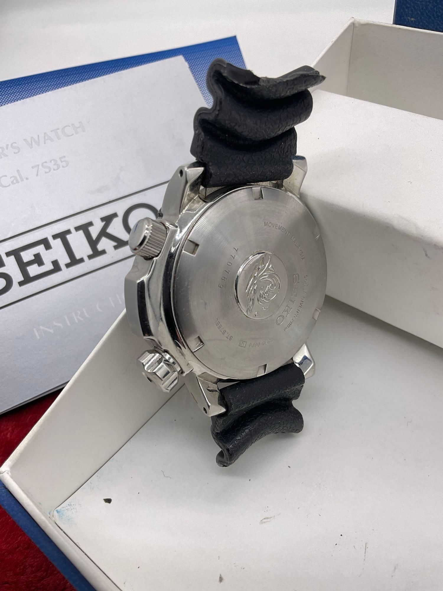 RARE Seiko 23 Jewel SNM037 Men's Orange Land Monster 200m Diver Watch 7S35-00F0 Running - 3