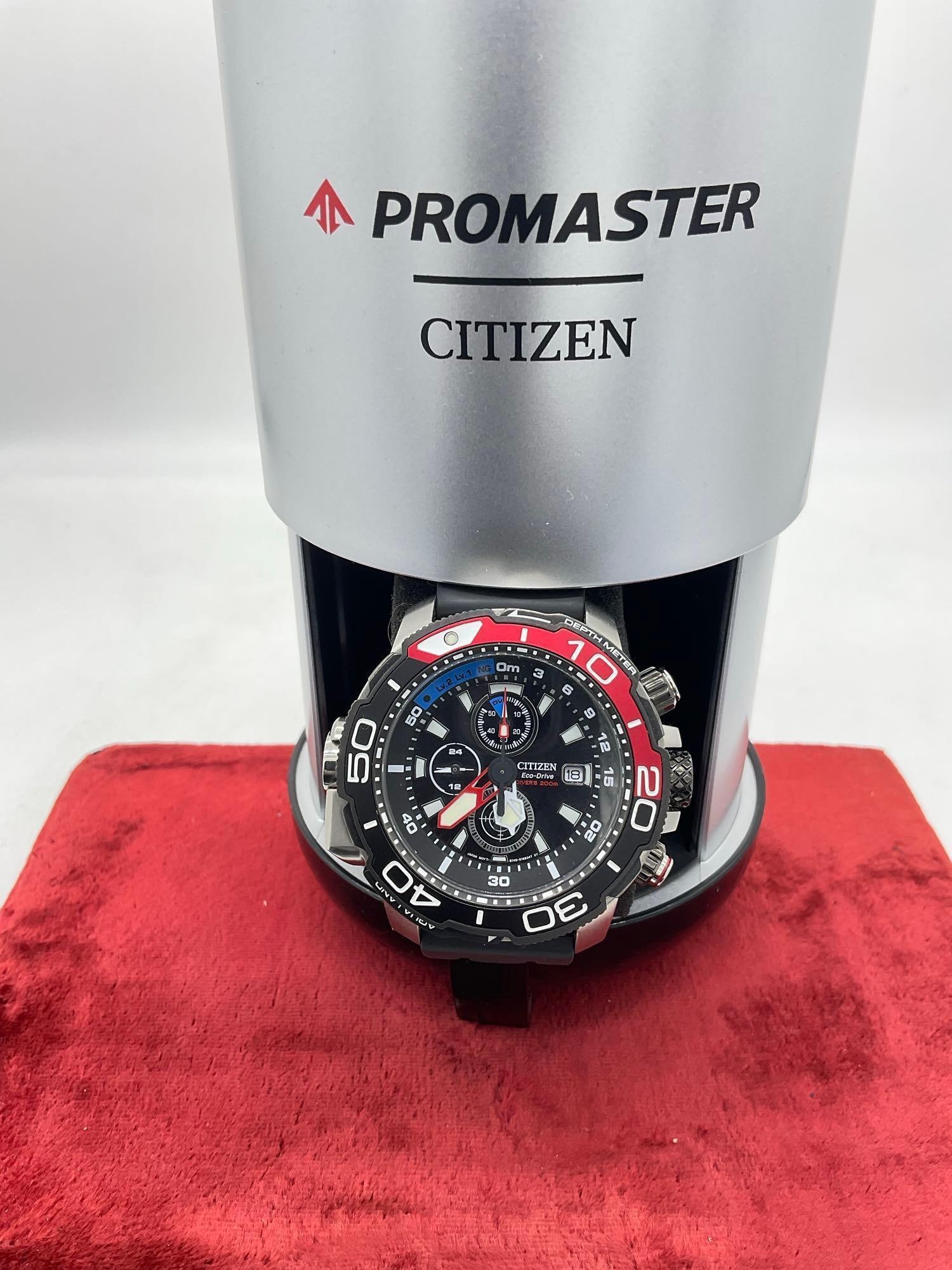 Citizen Promaster eco drive diver's 200m B740-S122911 Men's watch: C-5910 Comes with OG Divers Tank Presentation display, Watch needs to be recharged Sold -As-Is The Citizen Promaster Eco-Drive B740-S122911 is a specialized solar-powered dive watch, part of the