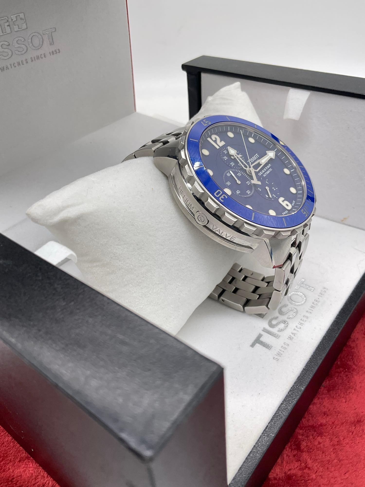 Nice Tissot 1853 Seastar 30 bar 15 jewels Swiss made Men's chronograph Watch W/ OG BOX & Manuals - 4