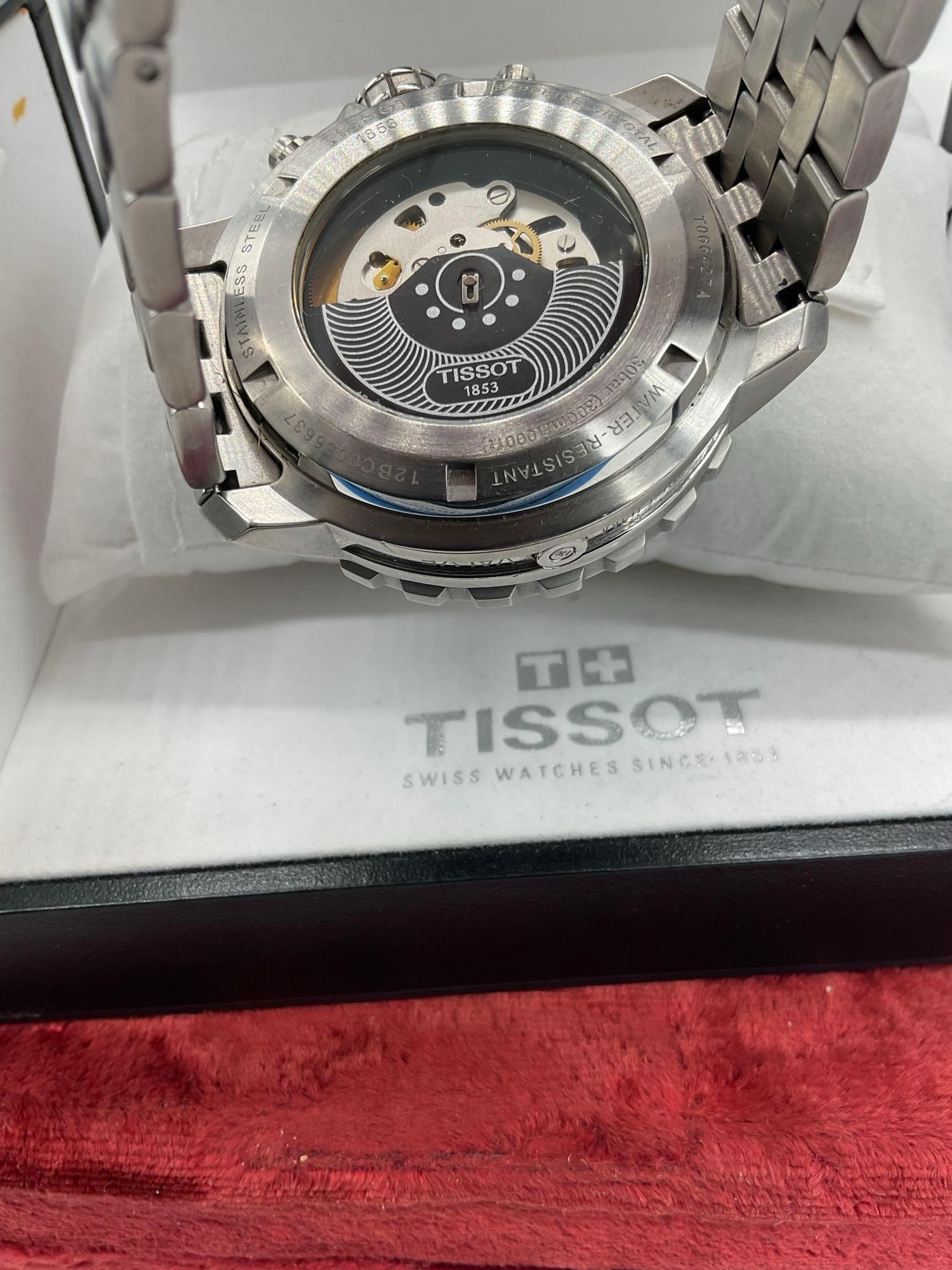 Nice Tissot 1853 Seastar 30 bar 15 jewels Swiss made Men's chronograph Watch W/ OG BOX & Manuals - 7