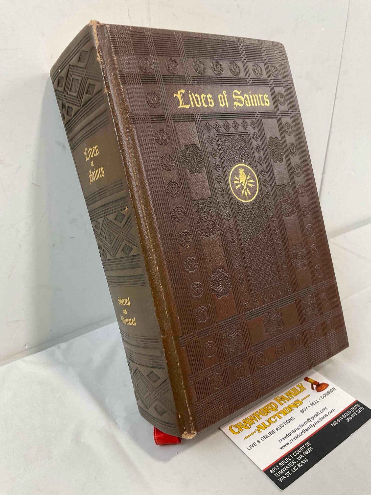 Vintage Hardcover Leather-bound Book "Lives of Saints". Fair Condition. See pics. - 3