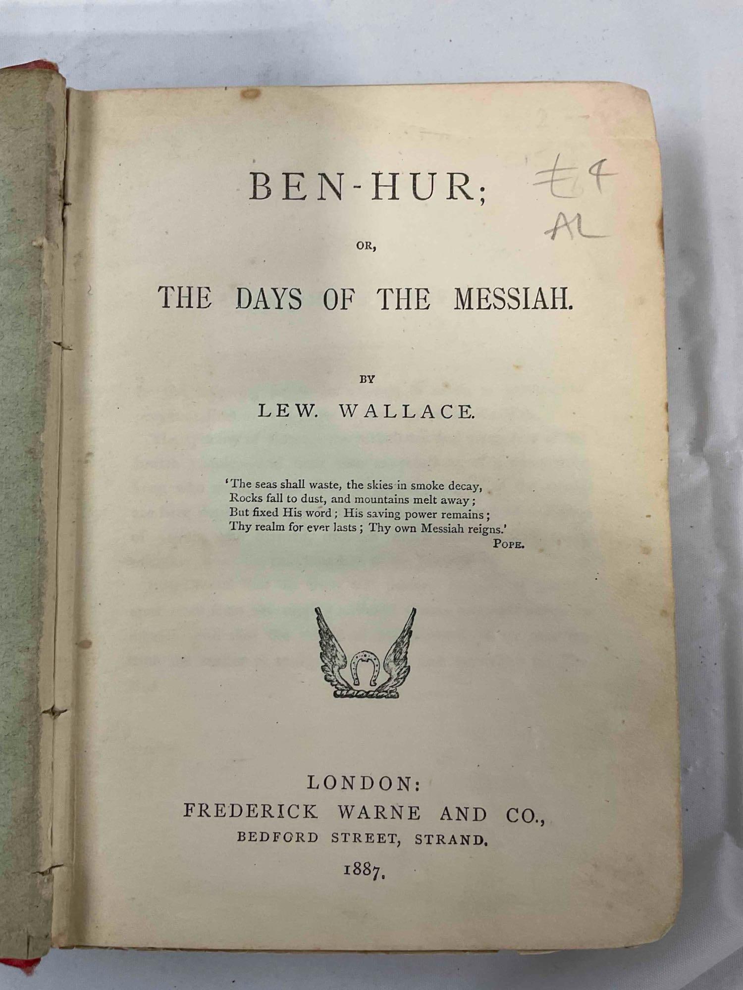 3 pcs Antique Hardcover Books, incl. "Ben-Hur", The Holy Bible & More! Fair Condition. See pics. - 6