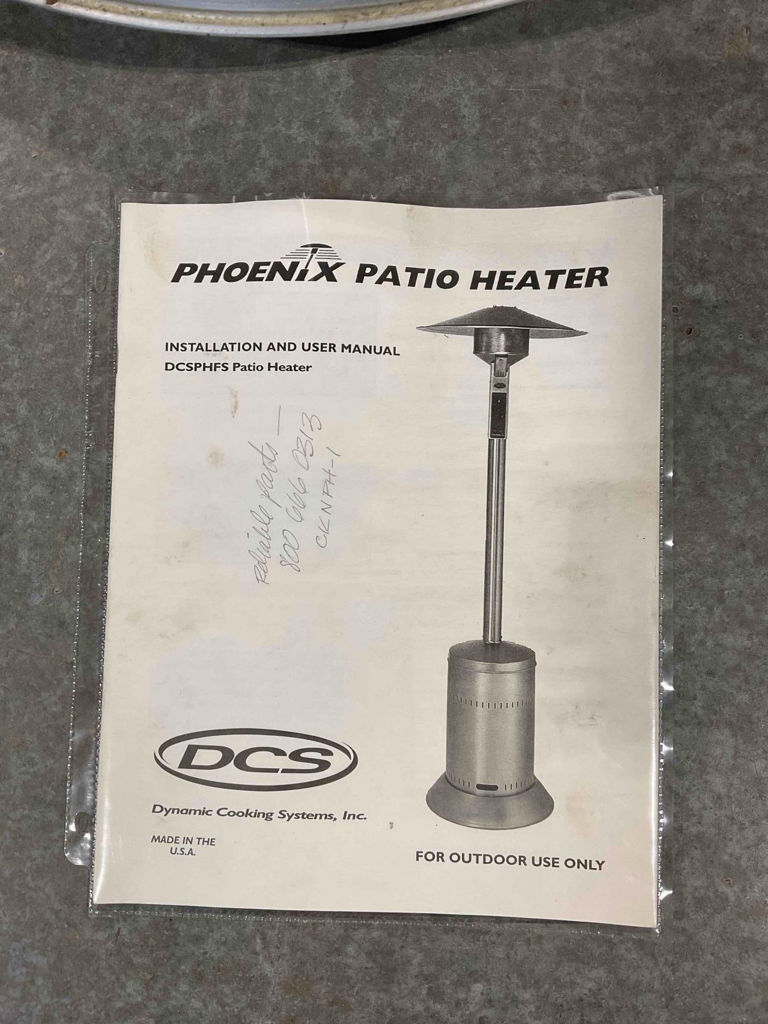 Phoenix Propane Powered Patio Heater Model DCSPHFS. Untested, Working at Consignor's. - 2