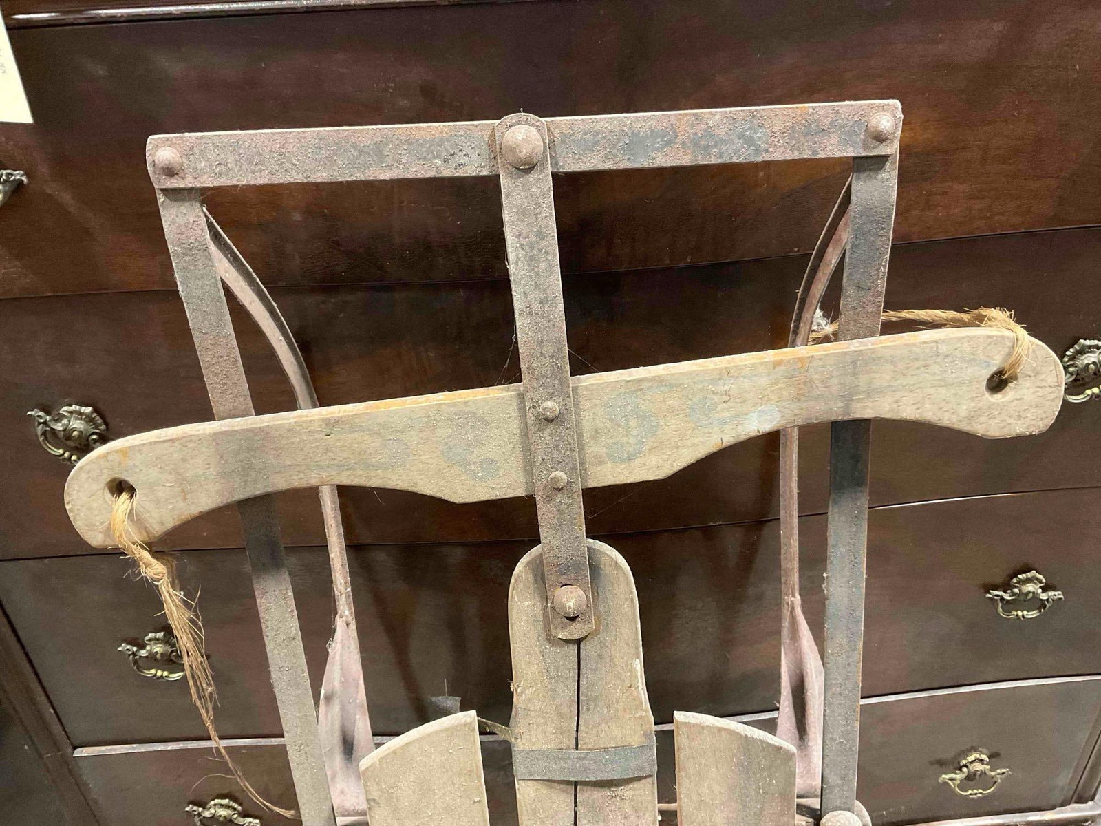 Vintage Wood & Metal Child's Snow Sled w/ Painted Accents. As Is Condition. See pics. - 4