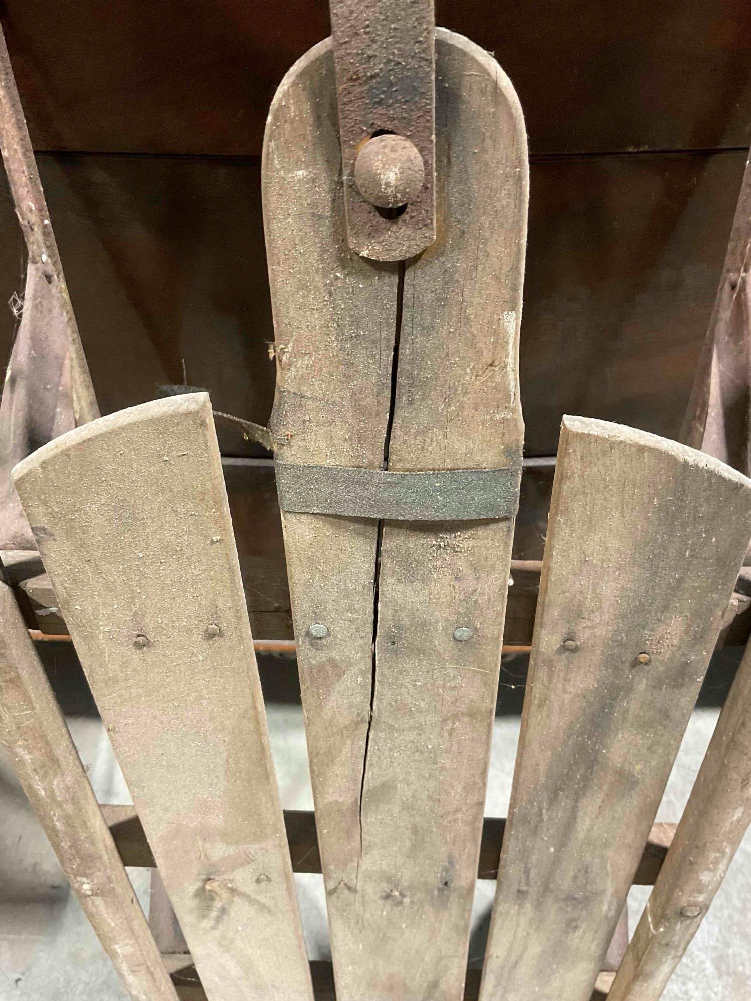 Vintage Wood & Metal Child's Snow Sled w/ Painted Accents. As Is Condition. See pics. - 5