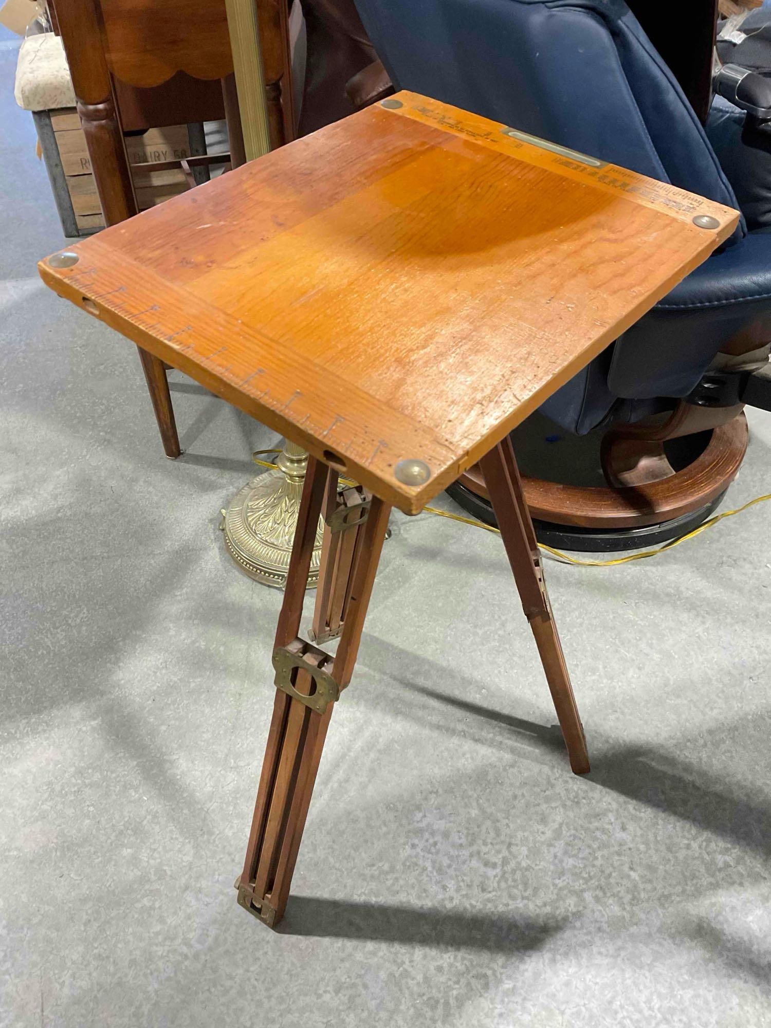 Vintage US Army Surveyor's Table w/ Tripod Stand & Sketching Board Model 1913. Good Cond. - 2