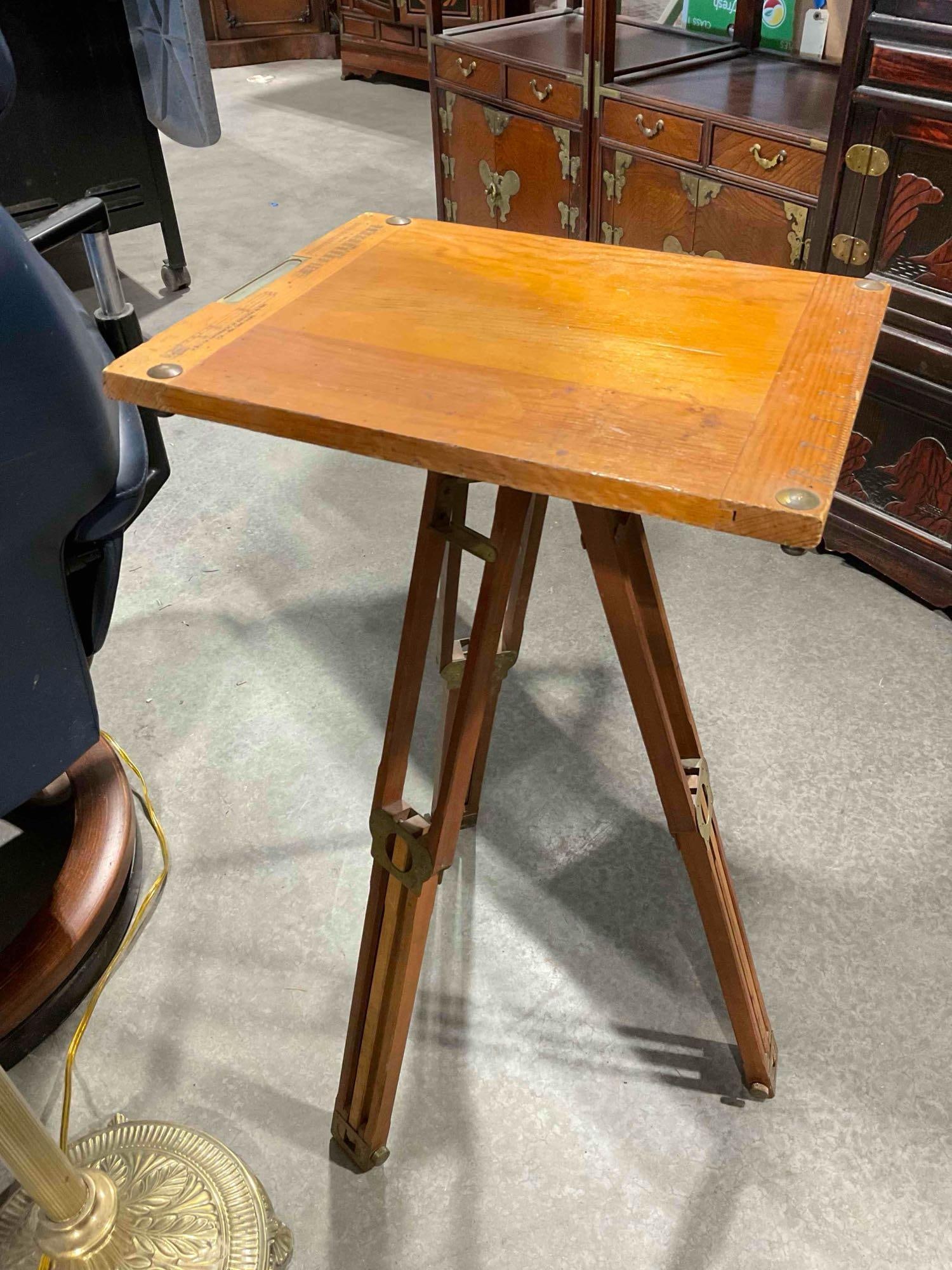 Vintage US Army Surveyor's Table w/ Tripod Stand & Sketching Board Model 1913. Good Cond. - 3