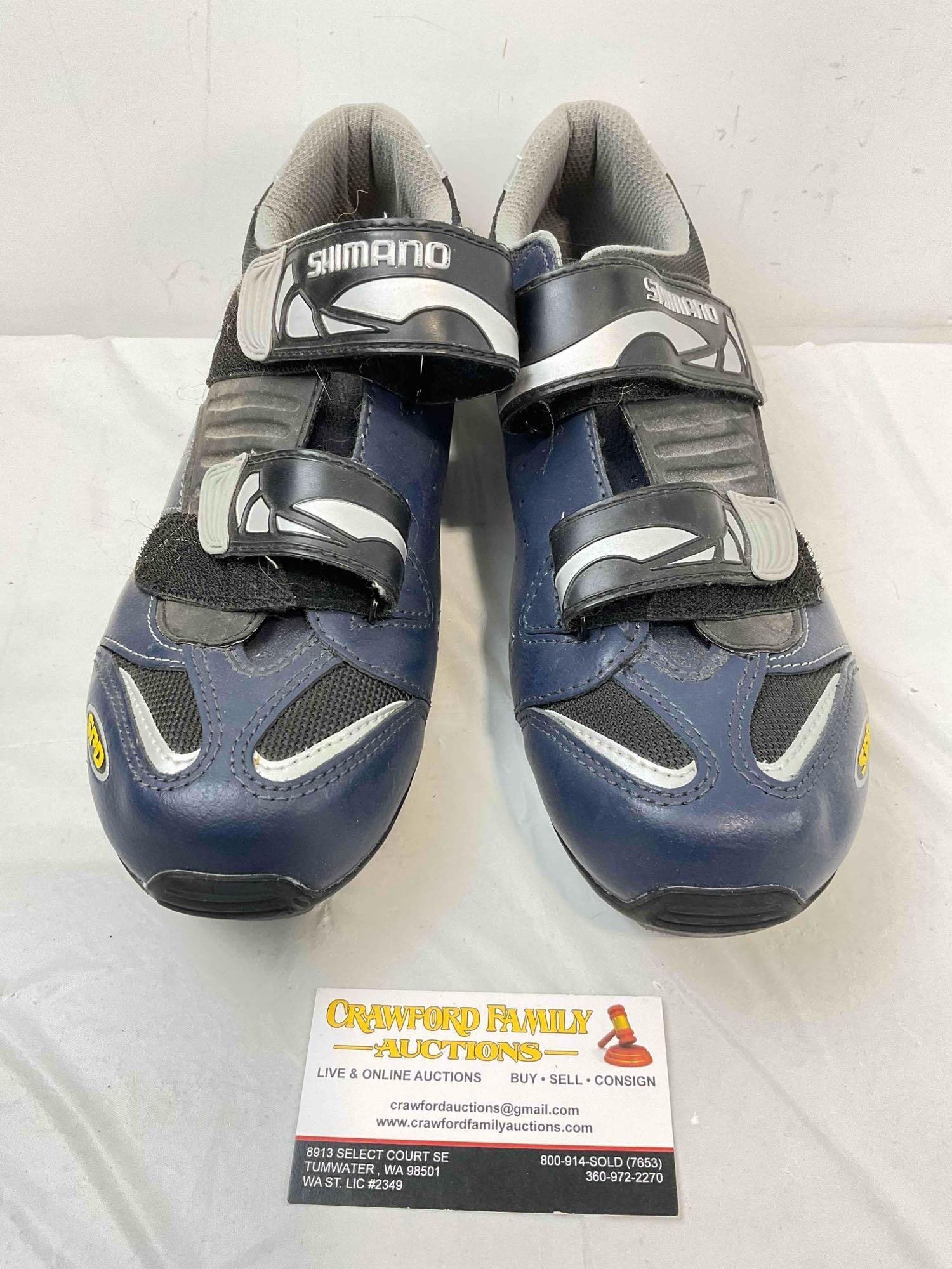 Shimano SPD SH-M082B Mountain Cycling Shoes in Men's US Size 11.5. Good Condition. See pics.: Shimano SPD SH-M082B Mountain Cycling Shoes in Men's US Size 11.5. Good Condition. Minor wear indicative of age and use, otherwise looks to be in good condition. Measures