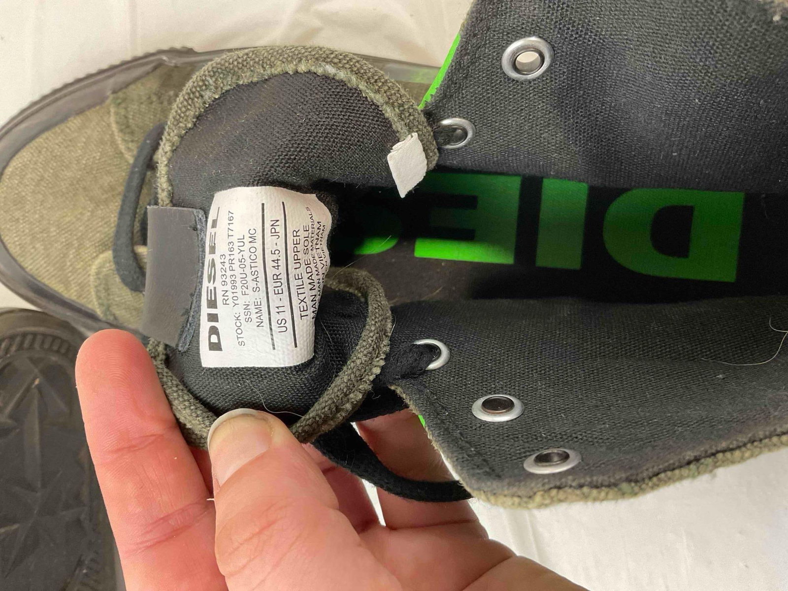 Diesel S-ASTICO MC Green High Top Sneakers in Men's Size US 11. Good Condition. See pics. - 7